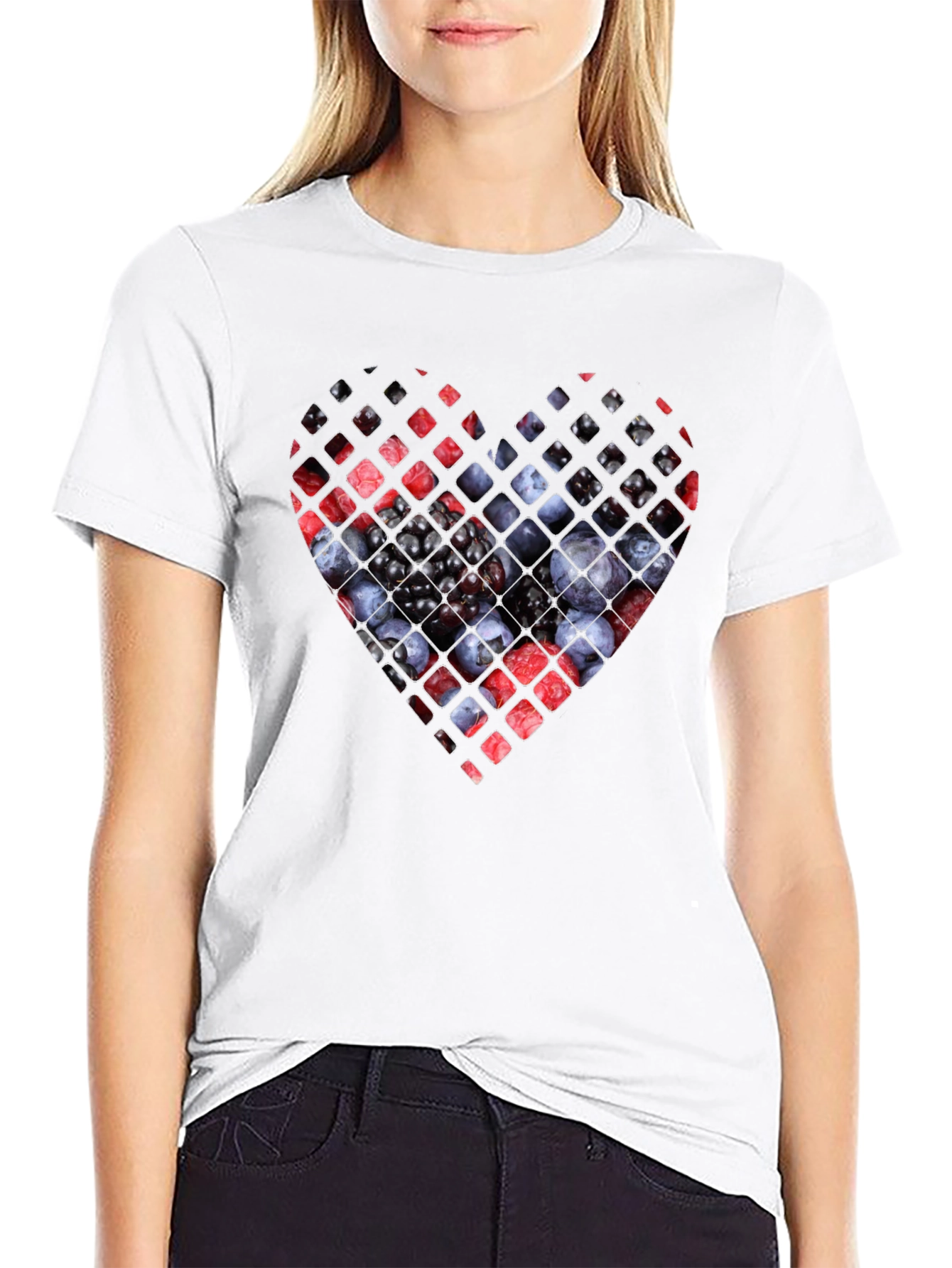 Berry Heart Graphic Tee - Unique Fruit Design