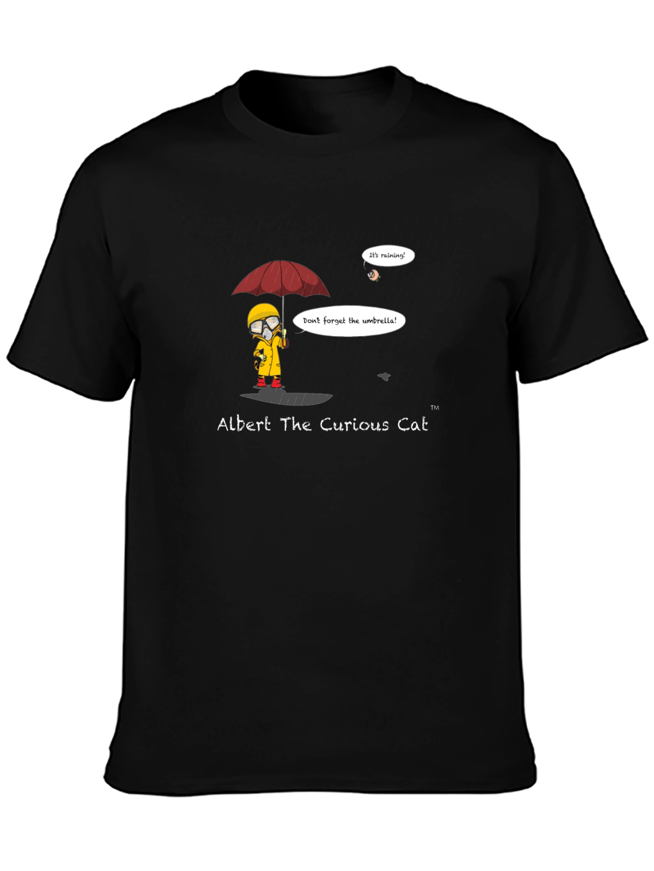 Albert The Curious Cat Black T-Shirt