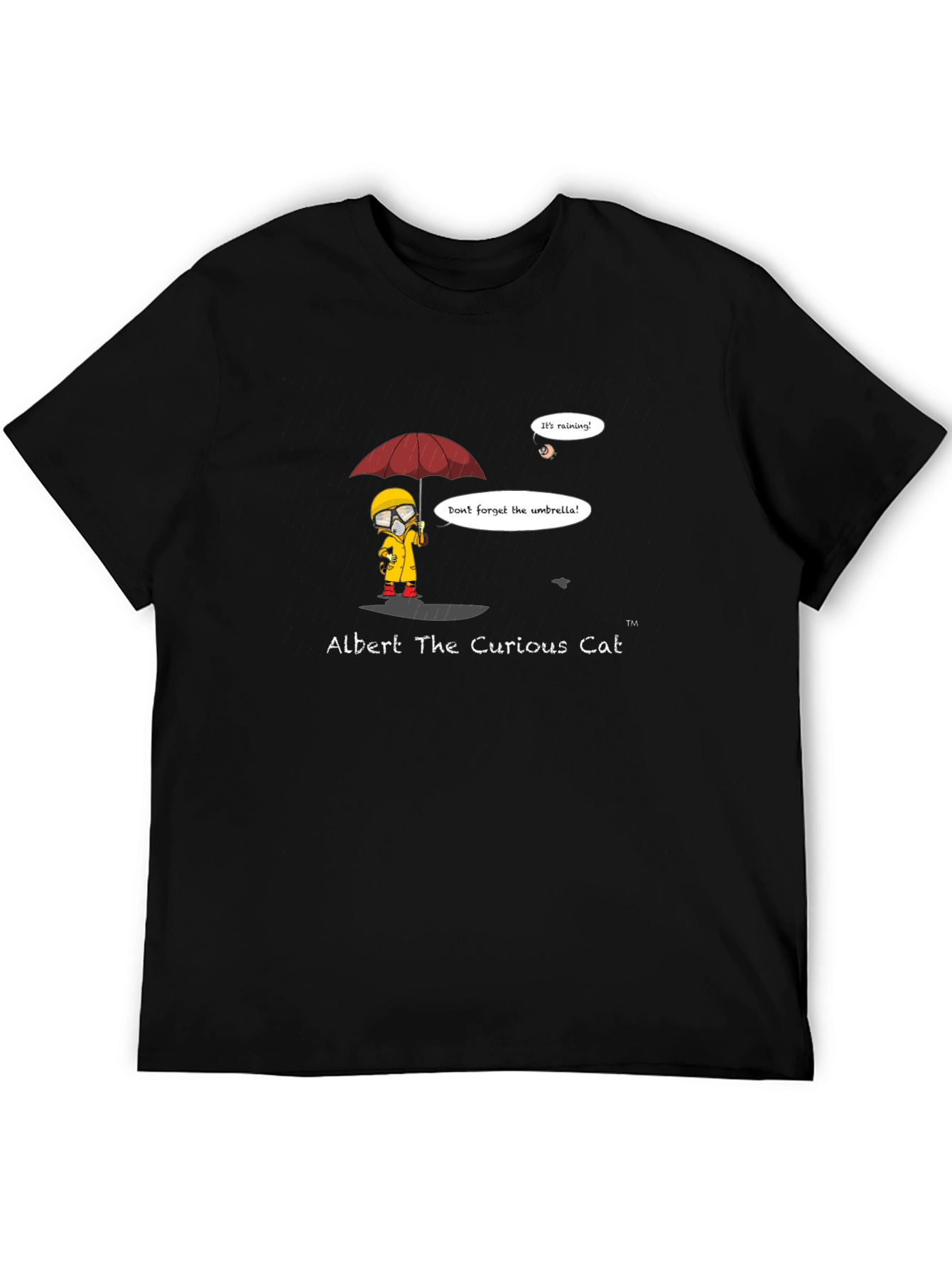 Albert The Curious Cat Black T-Shirt