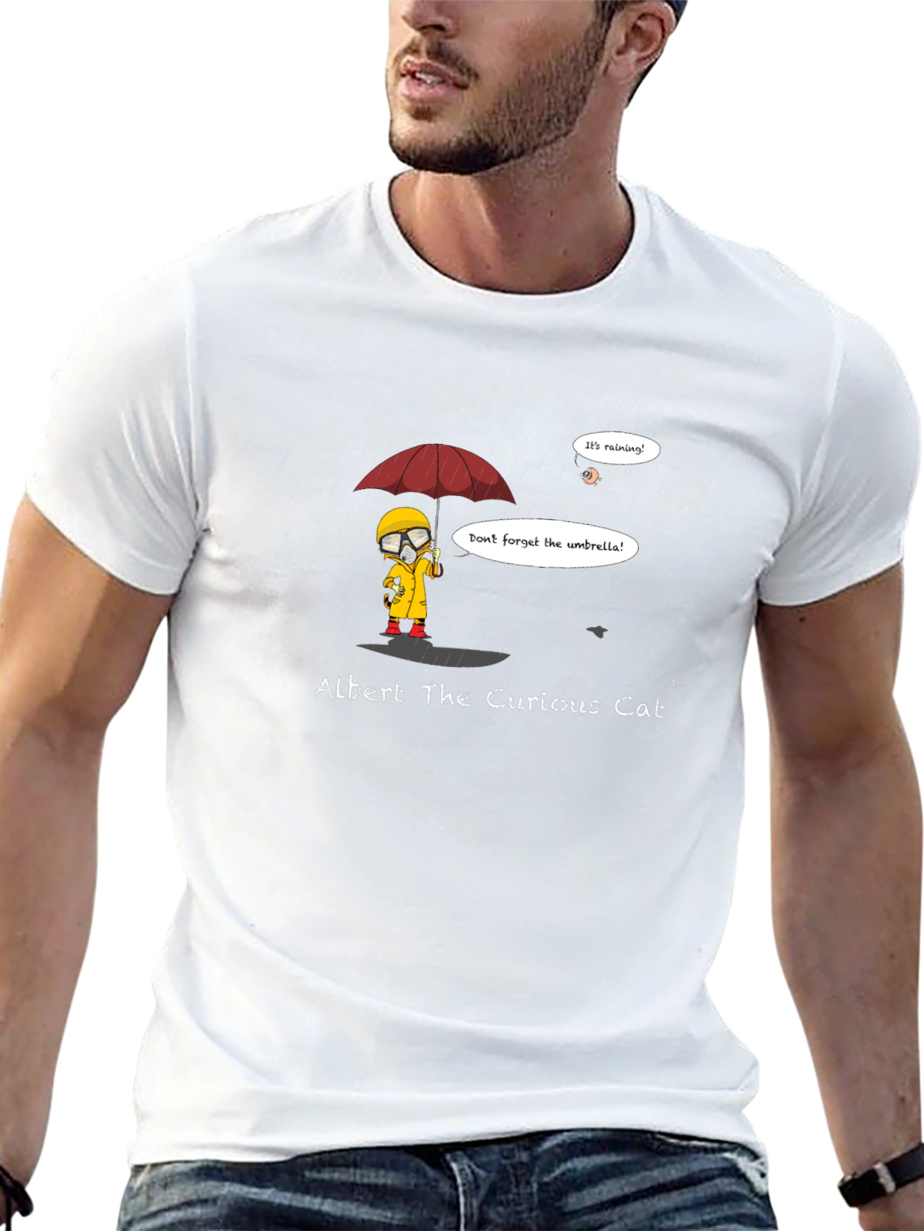 Albert The Curious Cat Black T-Shirt