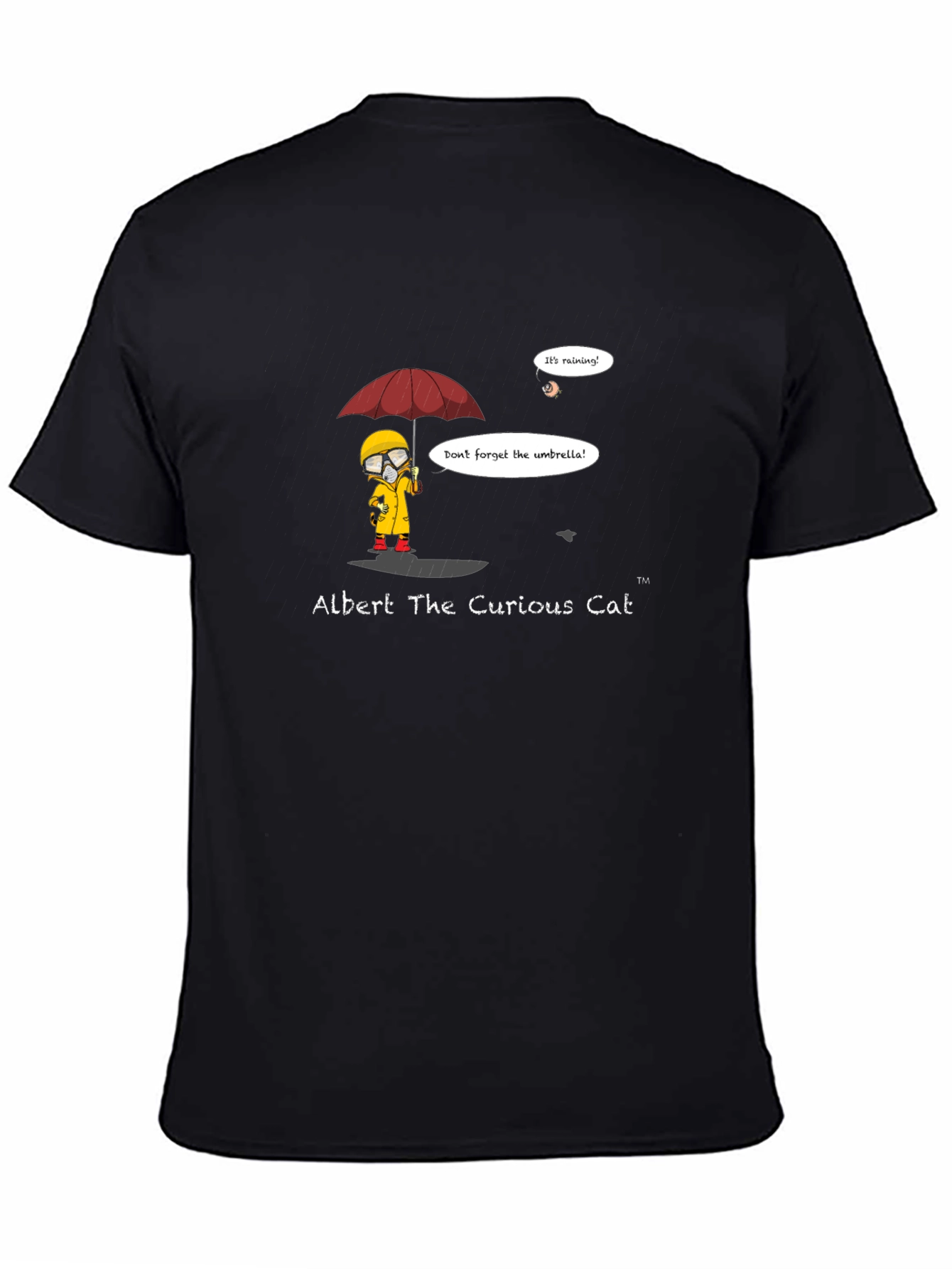 Albert The Curious Cat Black T-Shirt