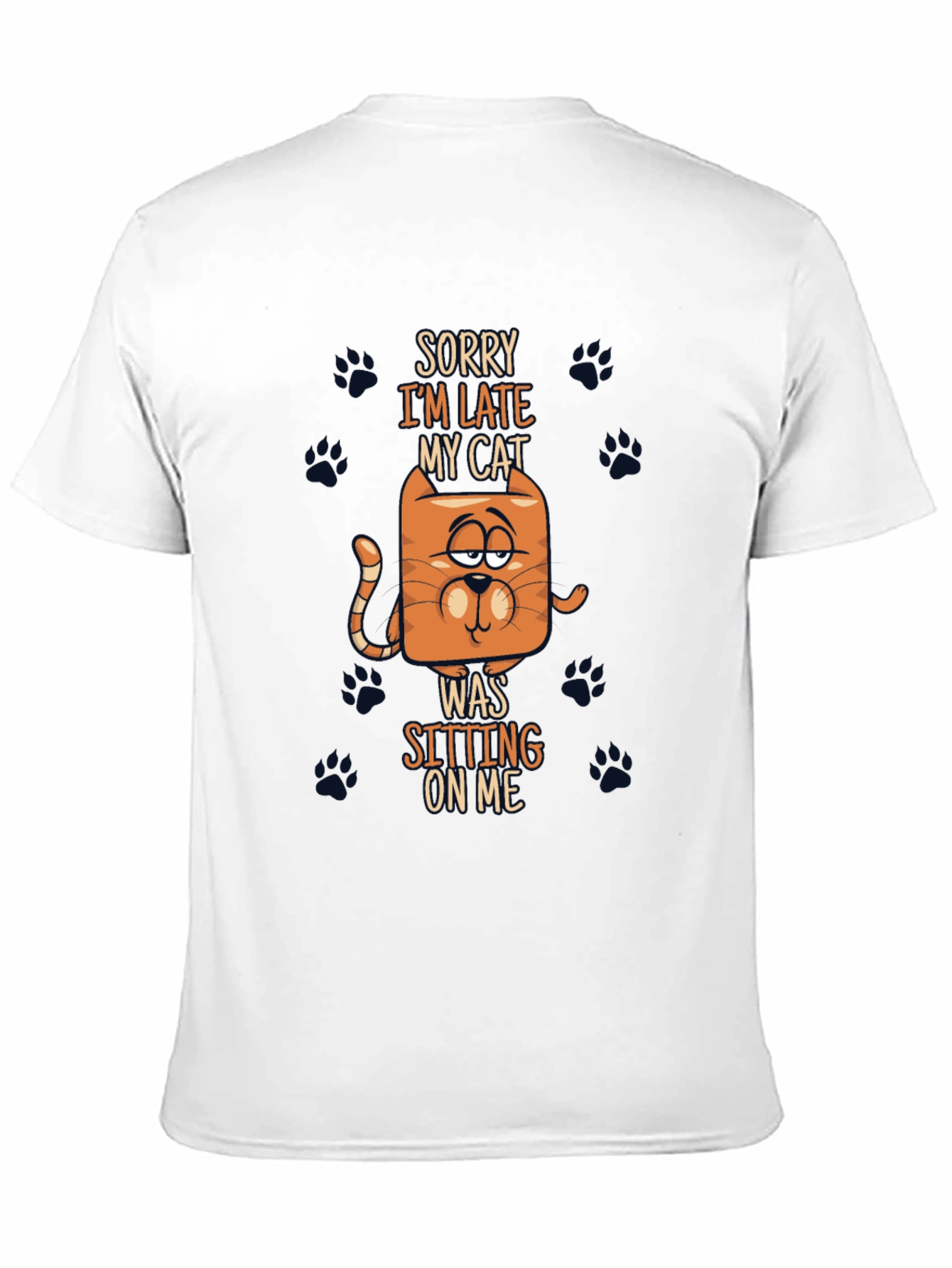 Funny Cat Graphic Tee - Sorry Im Late
