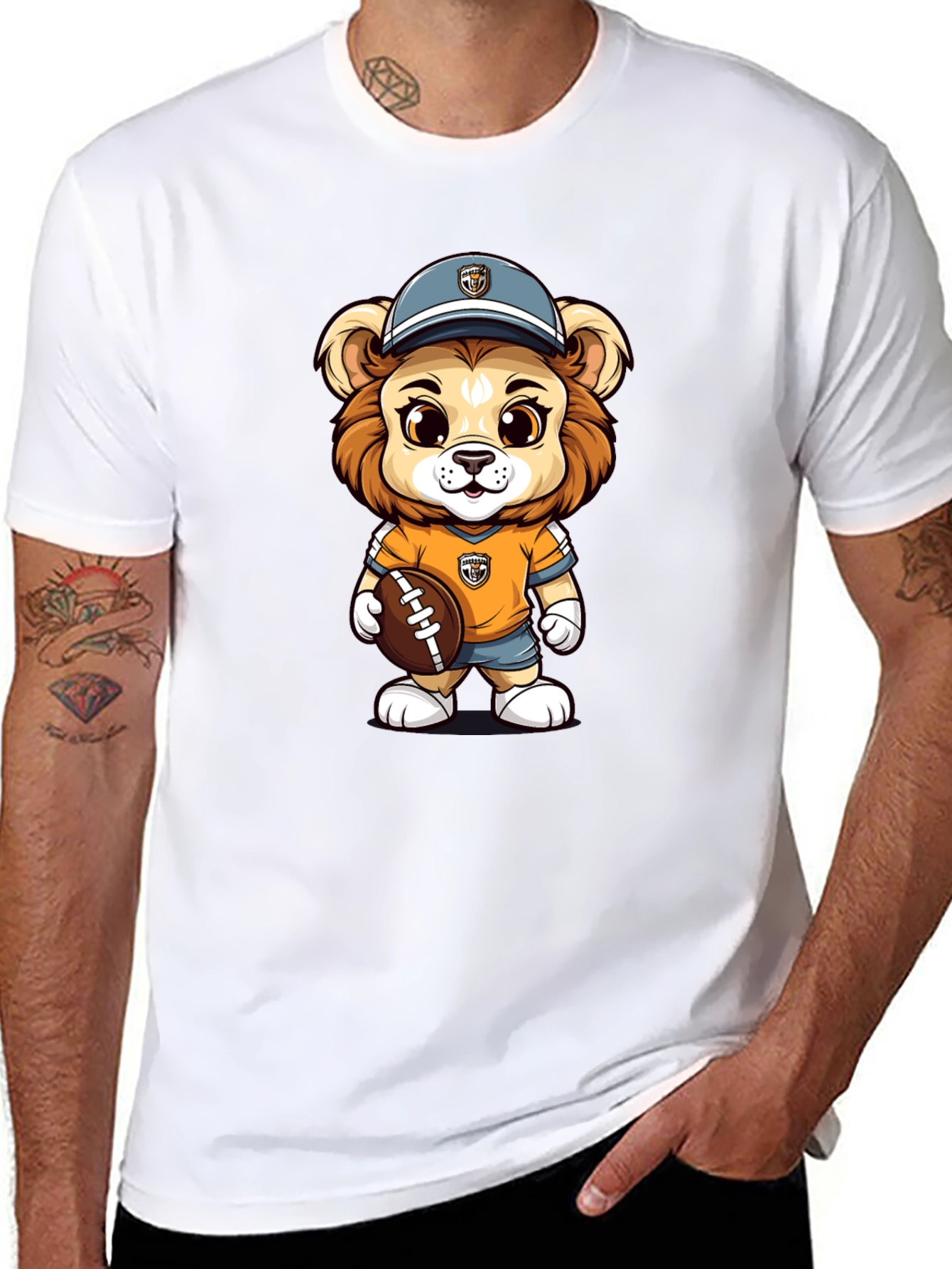 Cartoon Lion Football T-Shirt