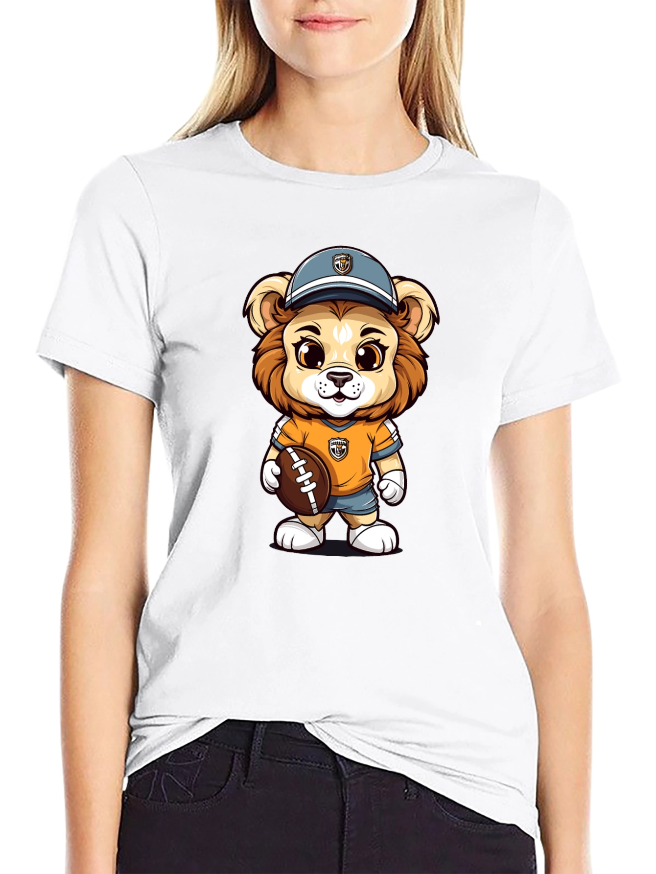 Cartoon Lion Football T-Shirt