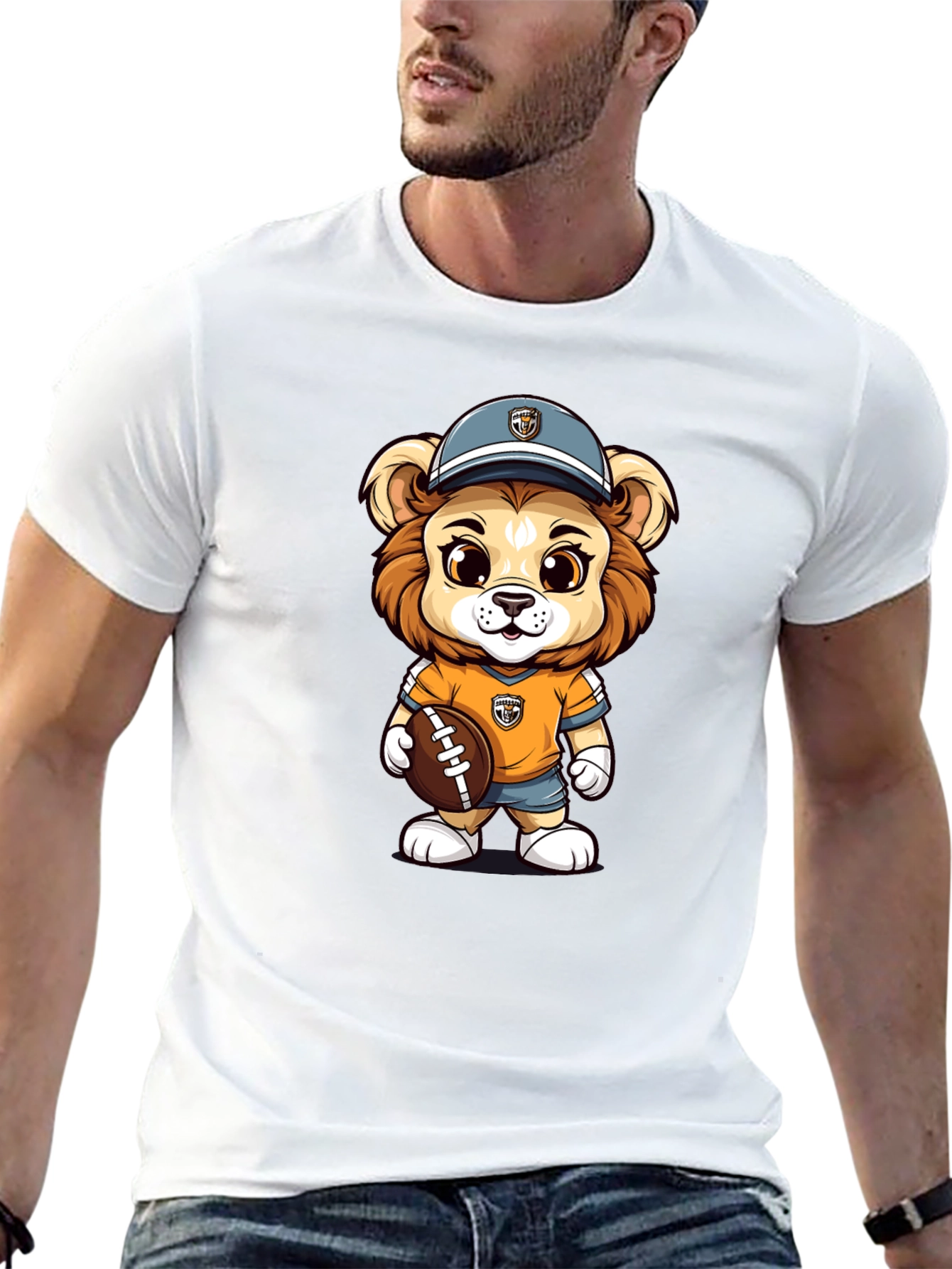 Cartoon Lion Football T-Shirt