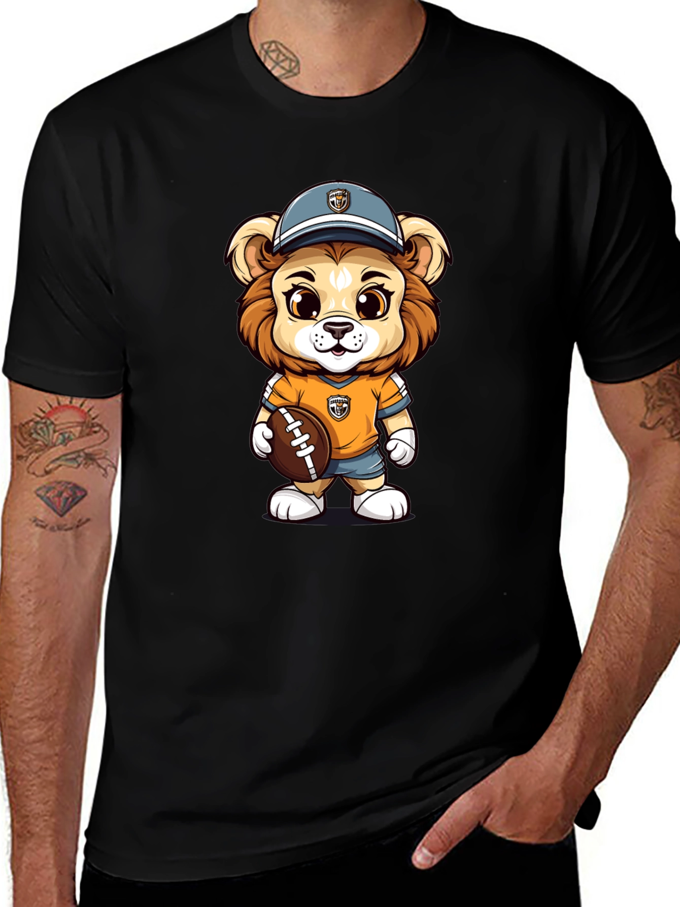 Cartoon Lion Football T-Shirt