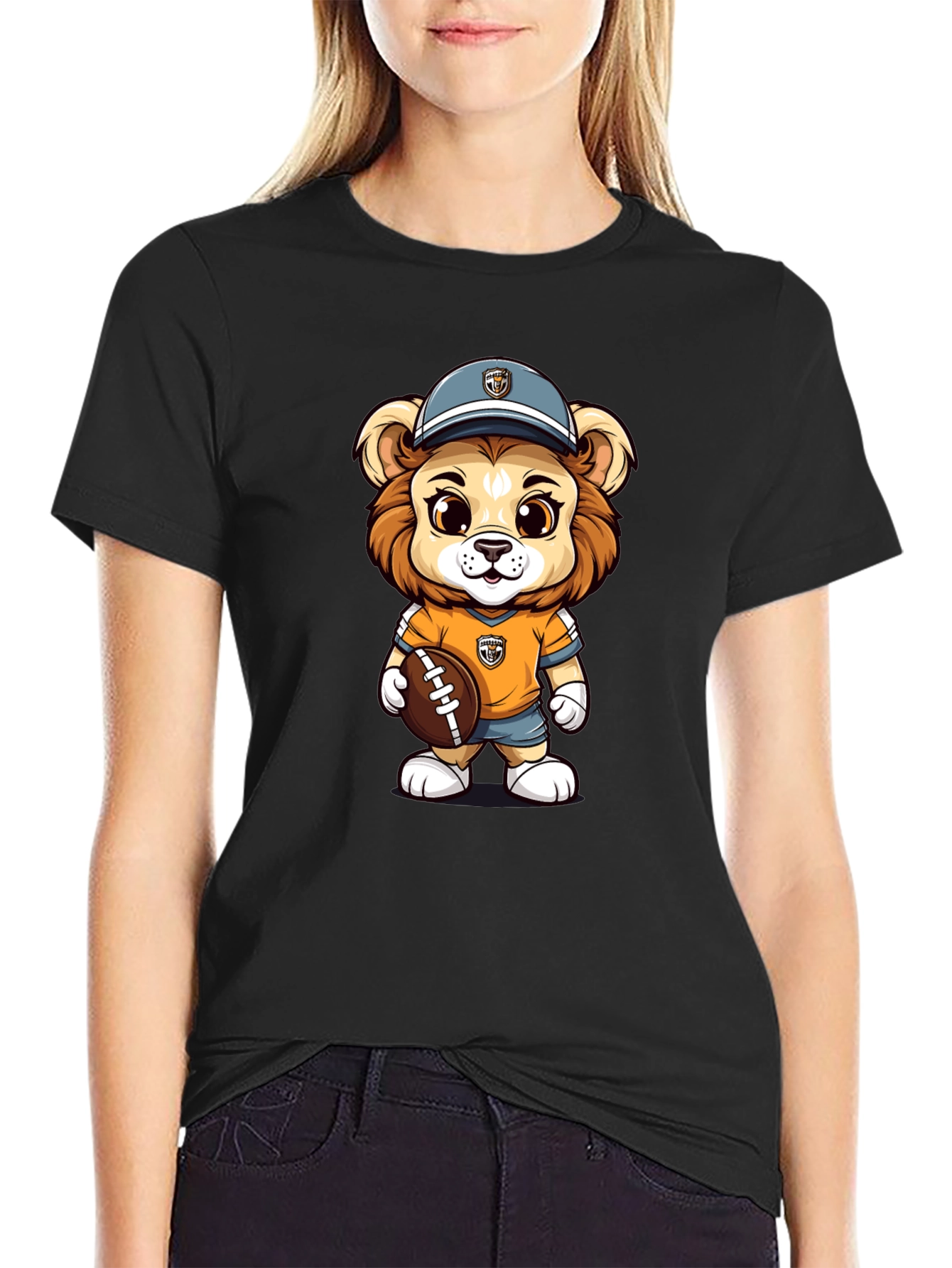 Cartoon Lion Football T-Shirt