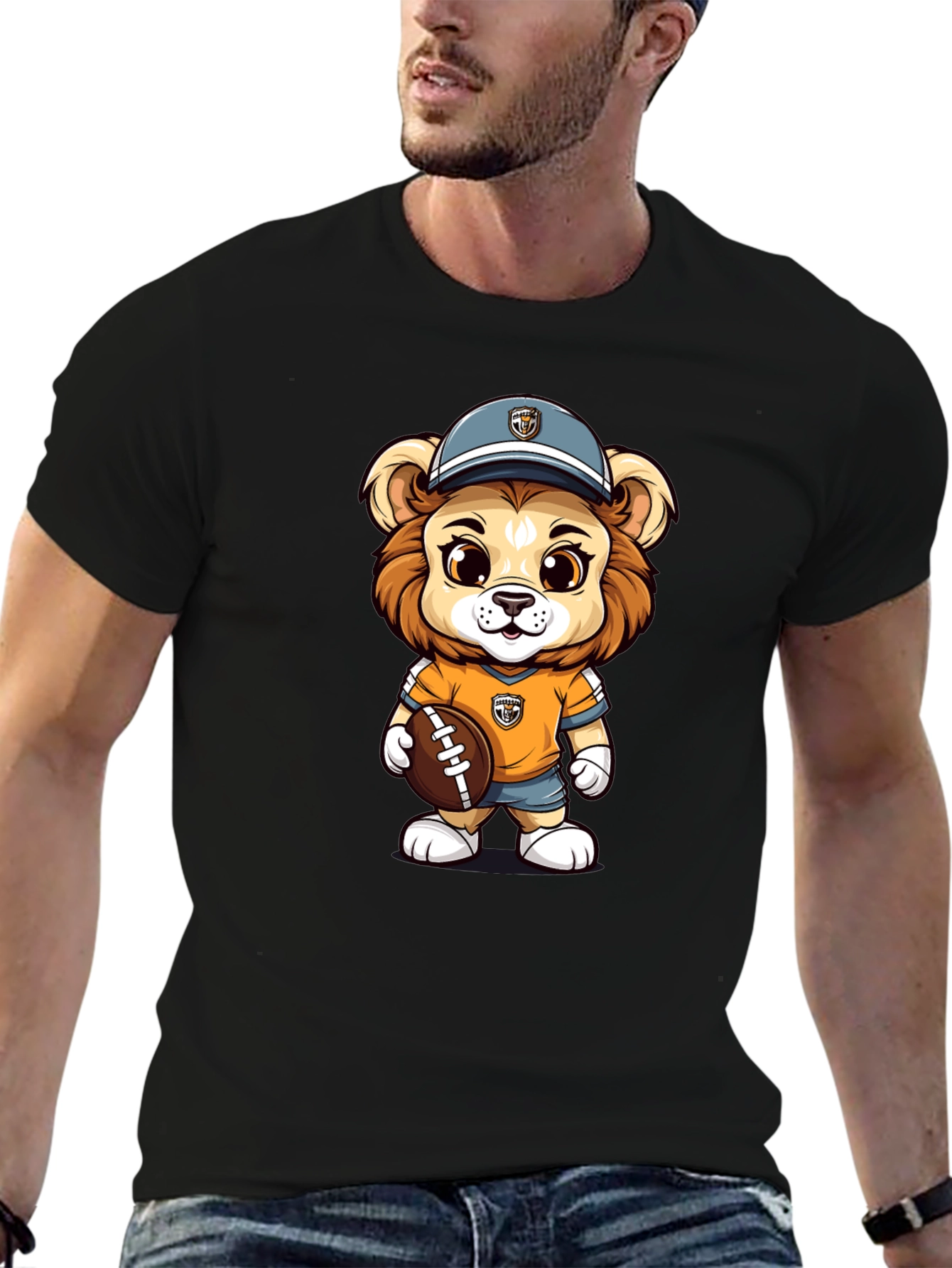Cartoon Lion Football T-Shirt