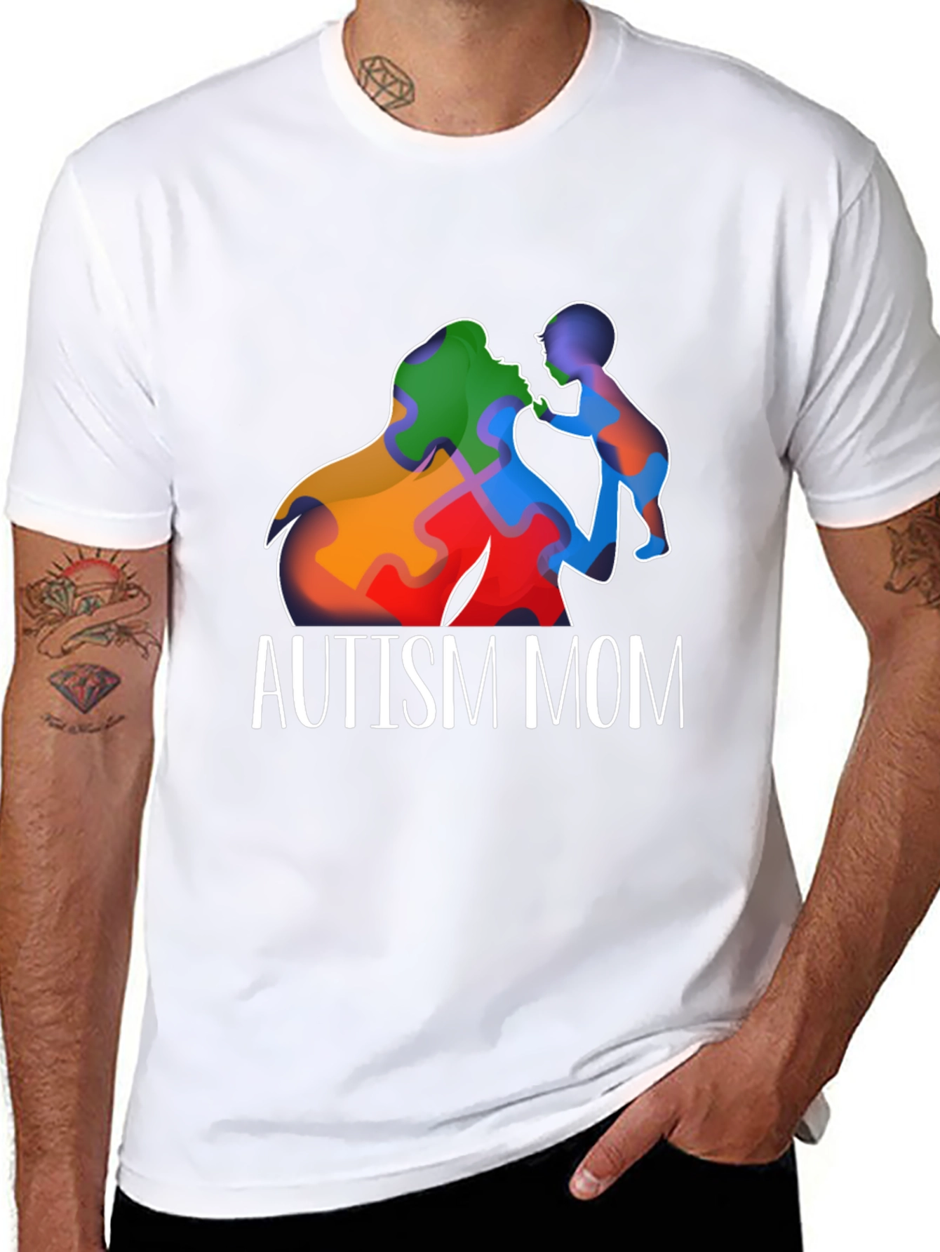 Autism Mom T-Shirt Puzzle Piece Love Support Awareness