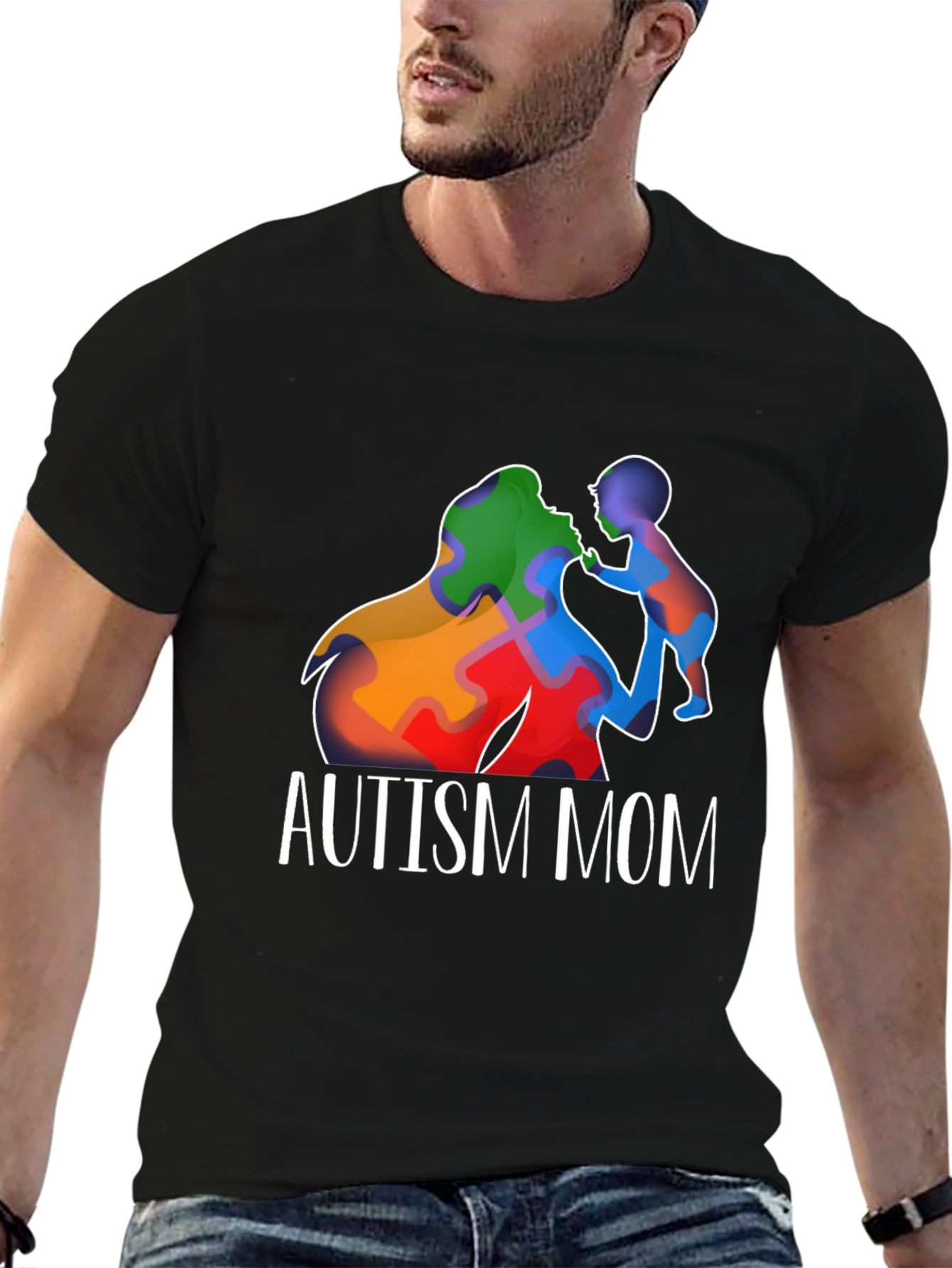 Autism Mom T-Shirt Puzzle Piece Love Support Awareness