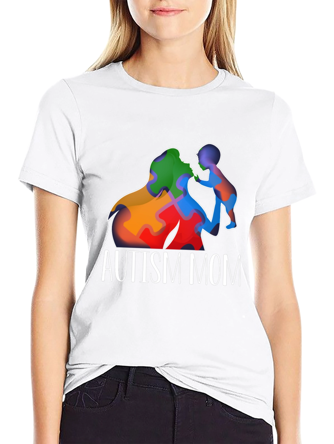 Autism Mom T-Shirt Puzzle Piece Love Support Awareness