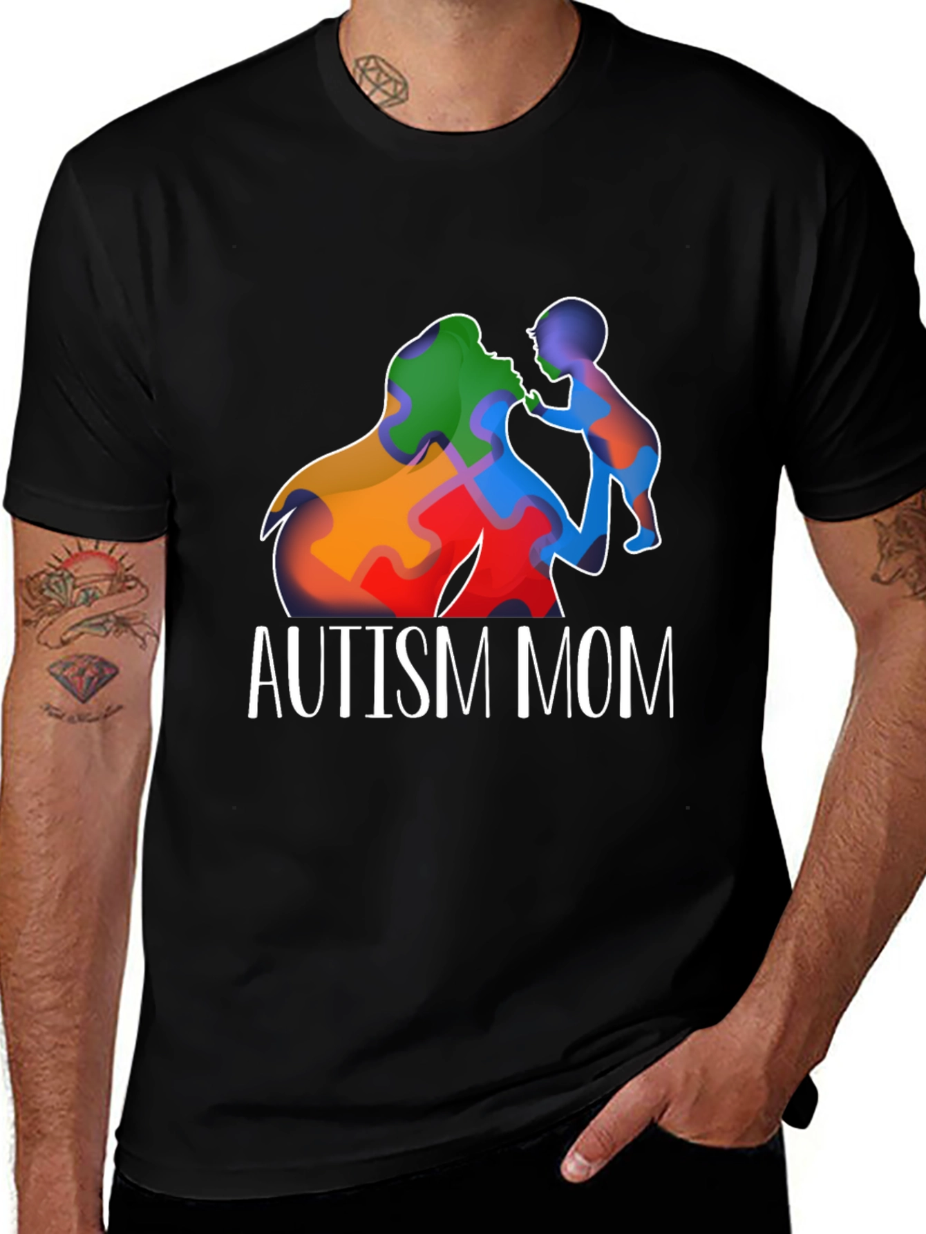 Autism Mom T-Shirt Puzzle Piece Love Support Awareness