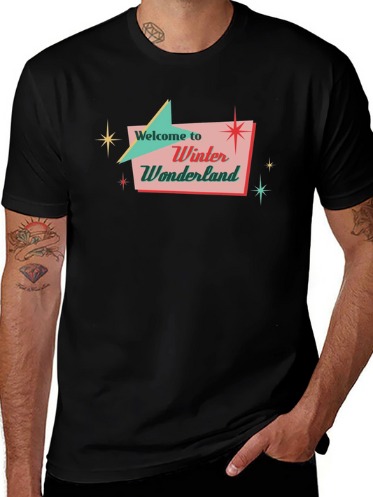 Retro Winter Wonderland Black T-Shirt