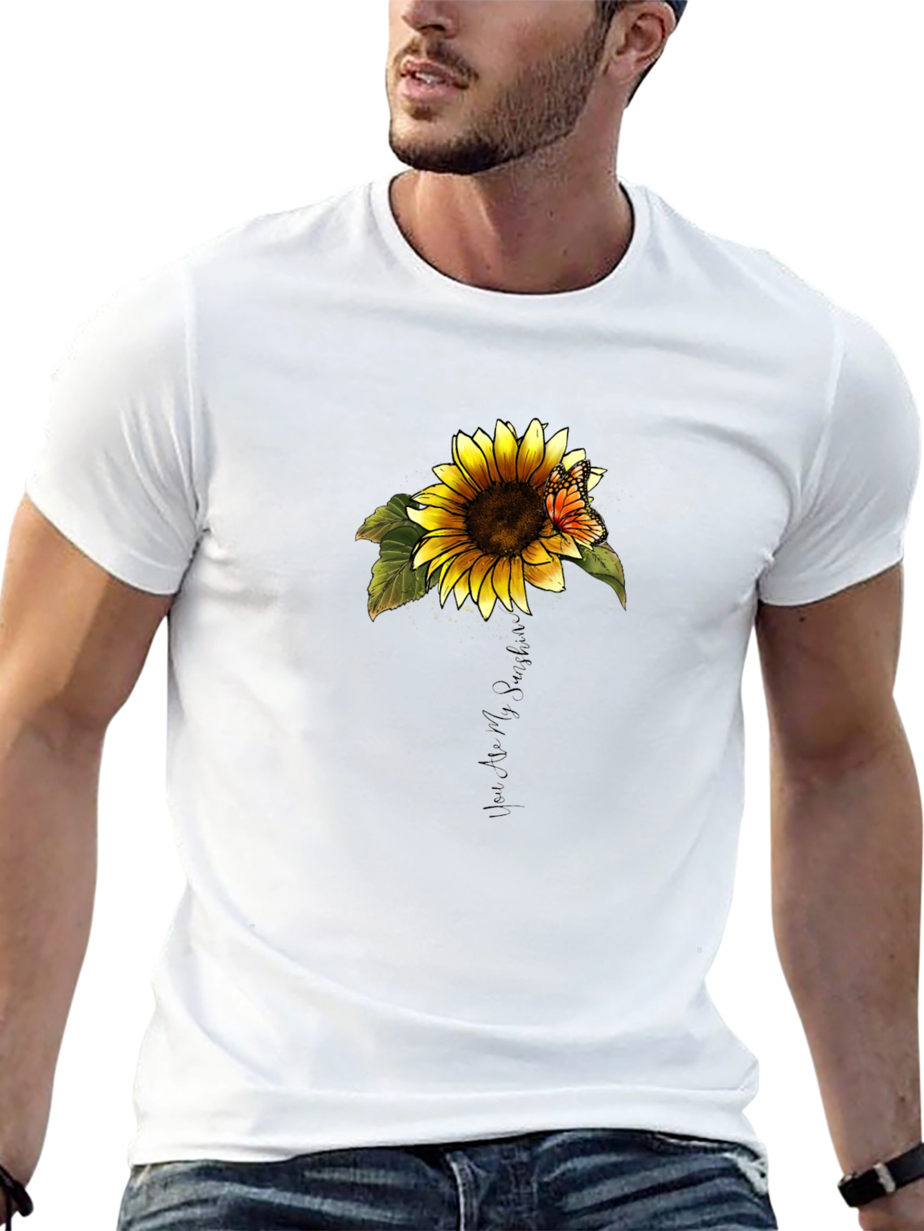 Sunflower Butterfly Graphic Tee - You Are My Sunshine