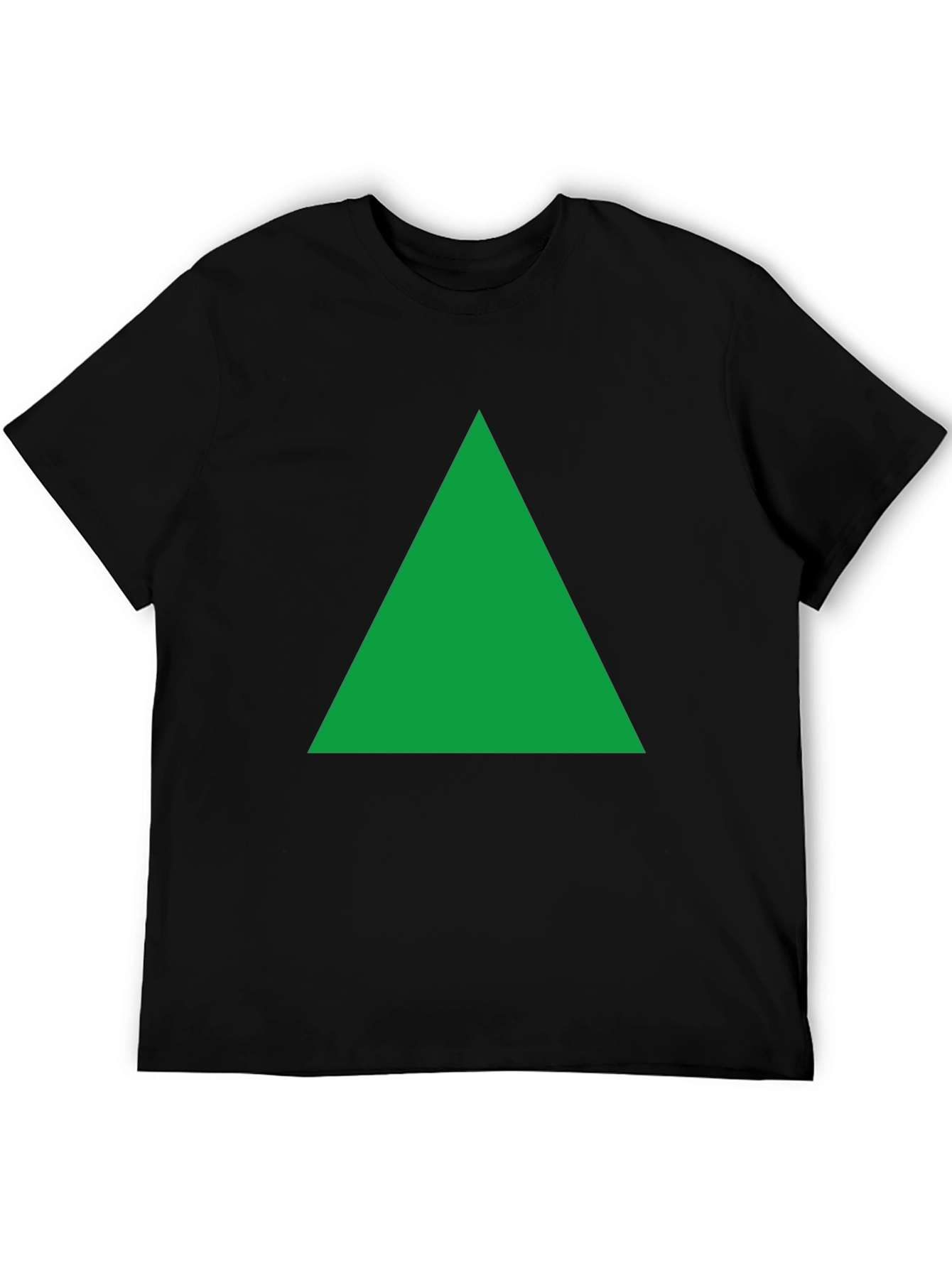 Green Triangle Graphic Black T-Shirt