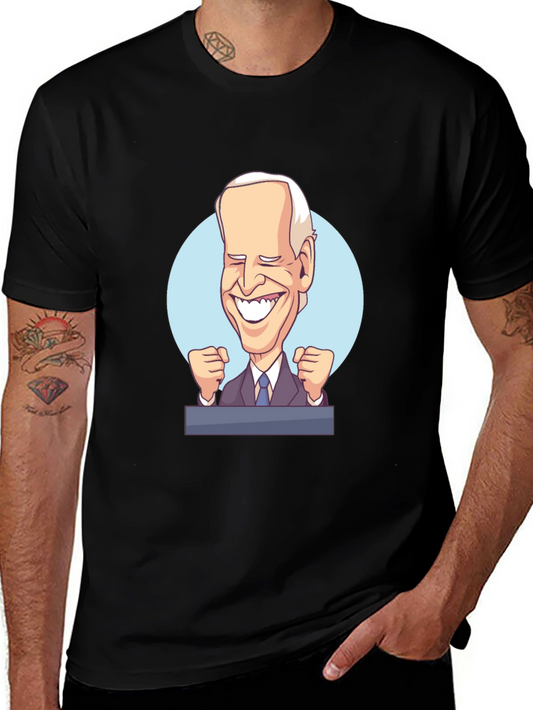 Joe Biden Cartoon Graphic Black T-Shirt