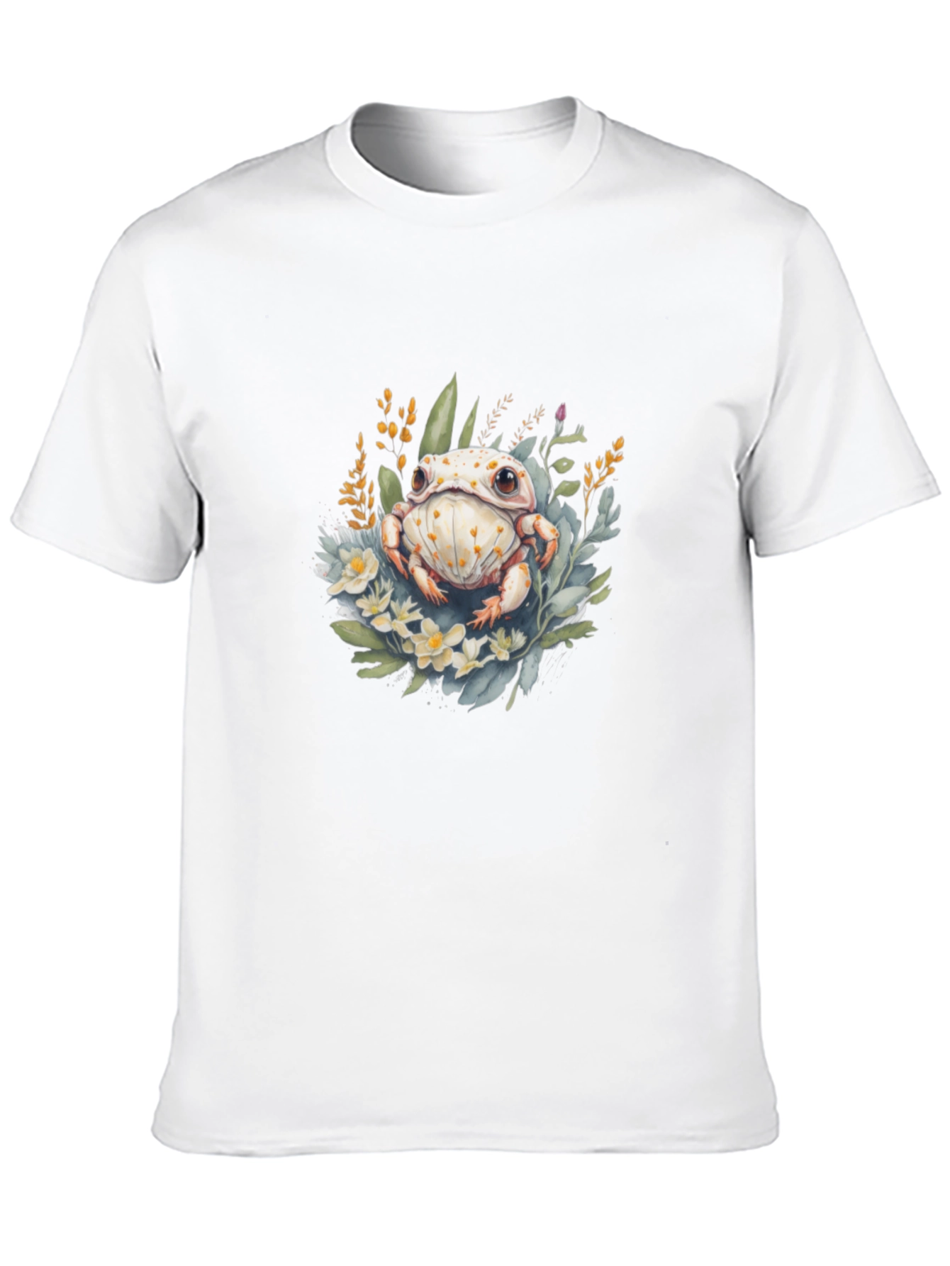 Floral Frog Graphic T-Shirt - Black Cotton Tee