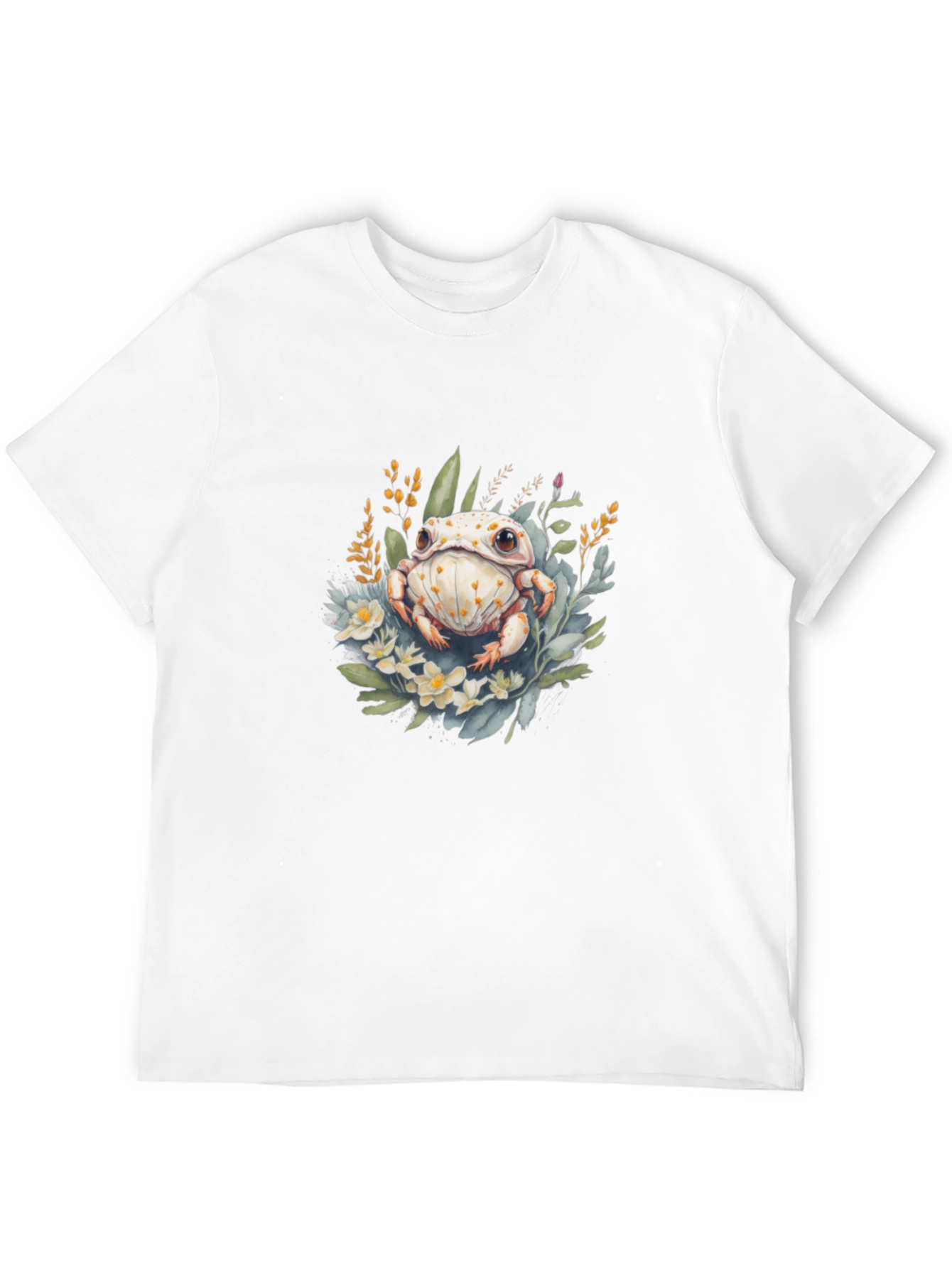 Floral Frog Graphic T-Shirt - Black Cotton Tee