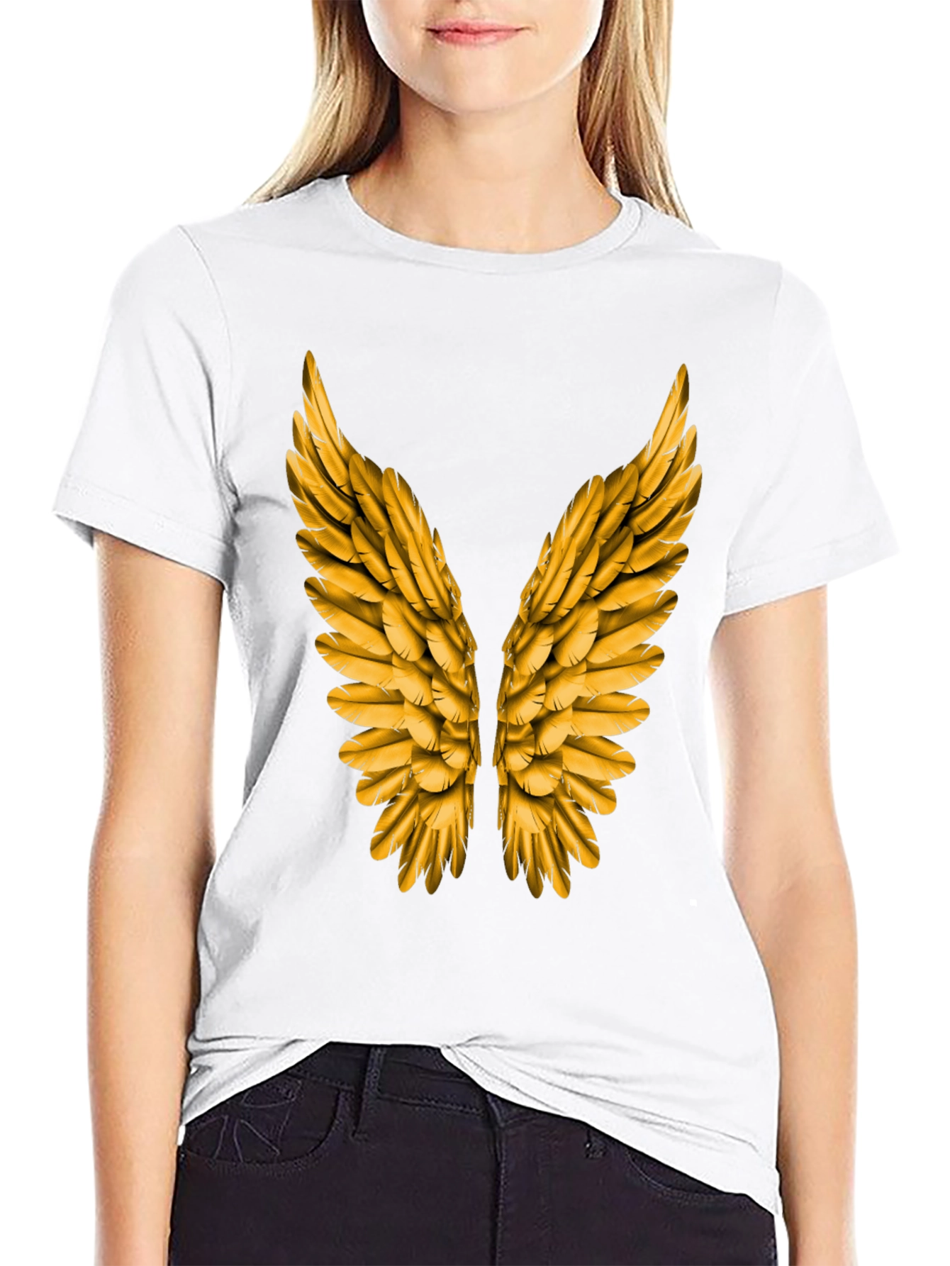 Golden Wings Graphic Tee - Black Short Sleeve