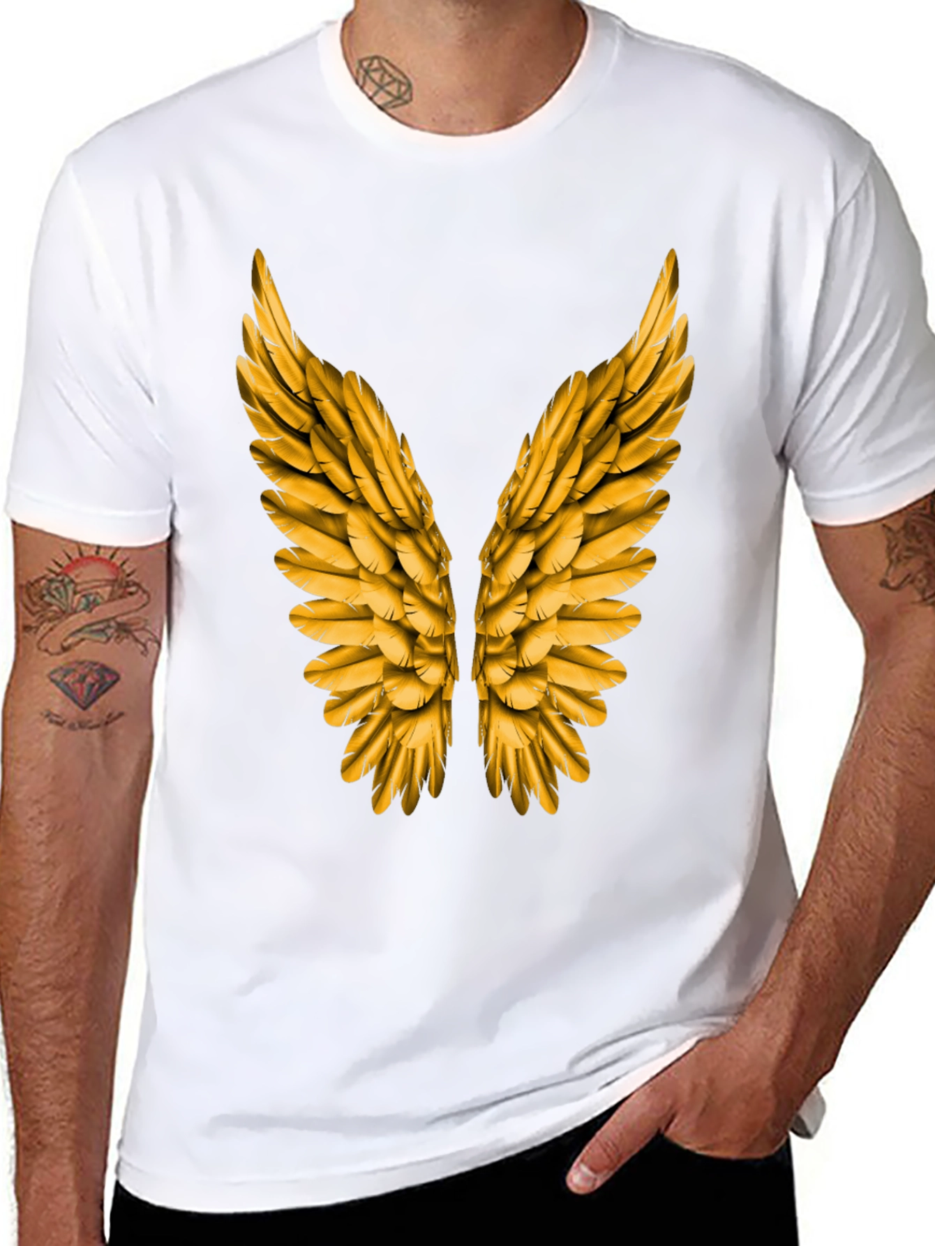 Golden Wings Graphic Tee - Black Short Sleeve