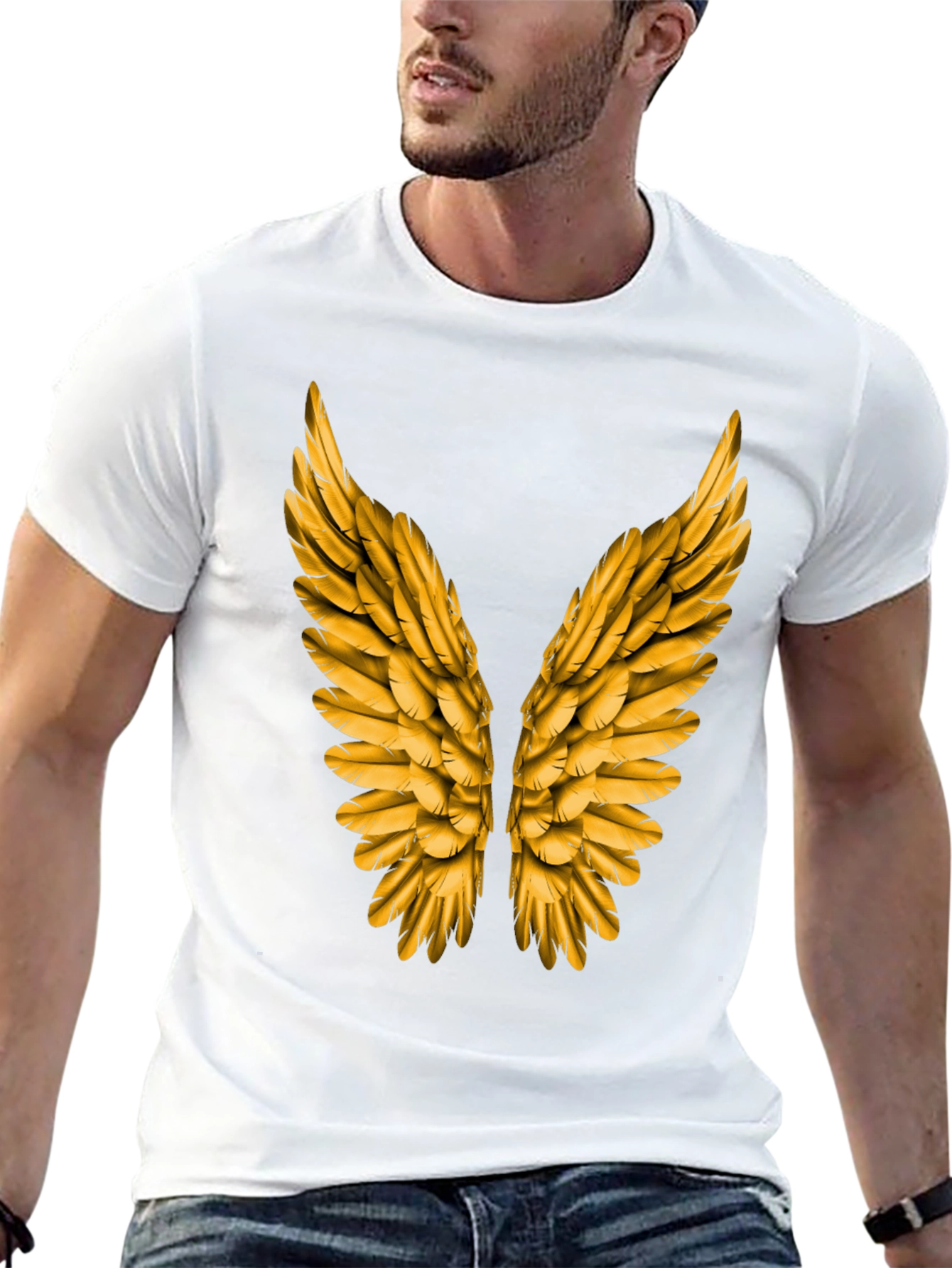 Golden Wings Graphic Tee - Black Short Sleeve
