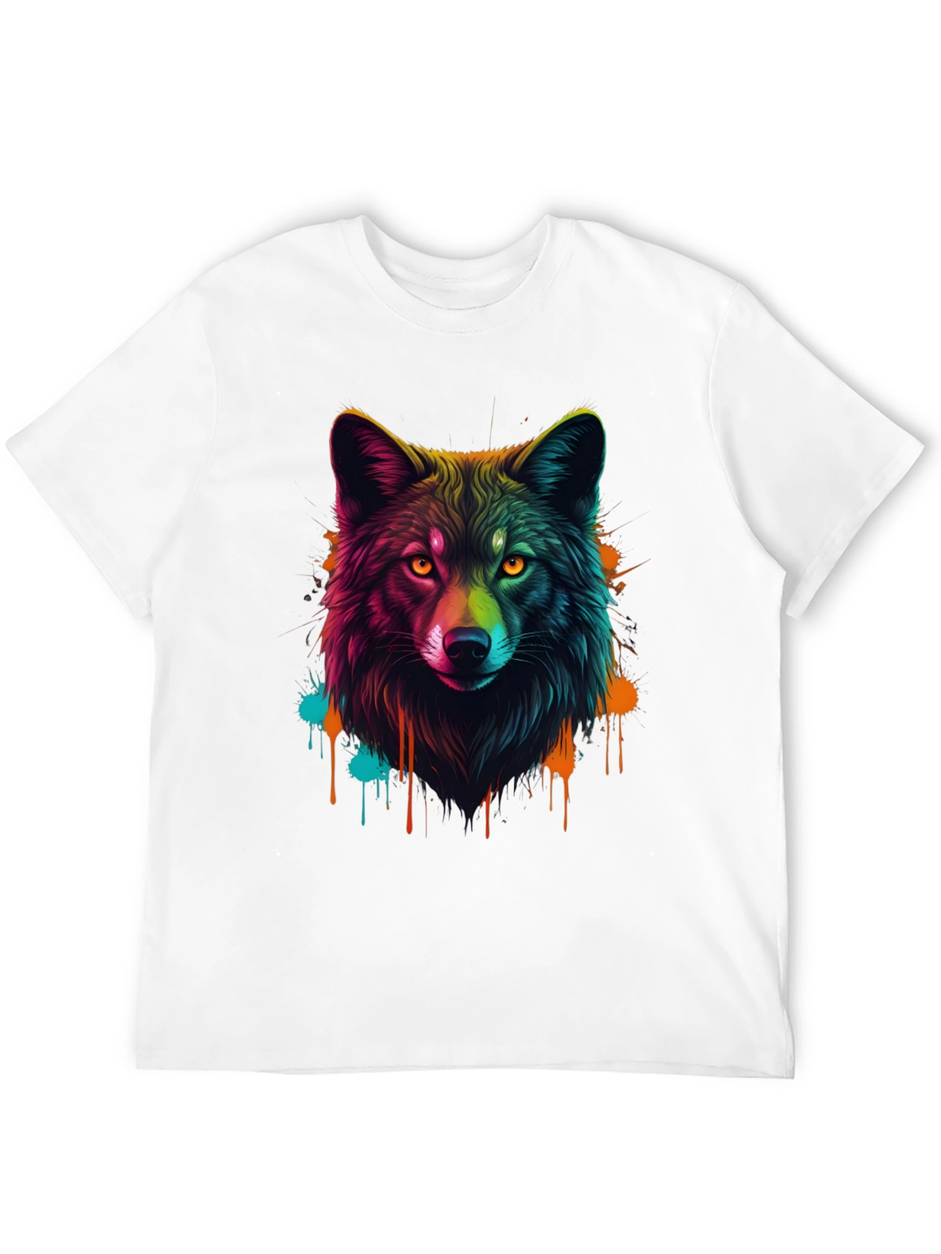 Vibrant Wolf Graphic Tee - Mens Black T-Shirt