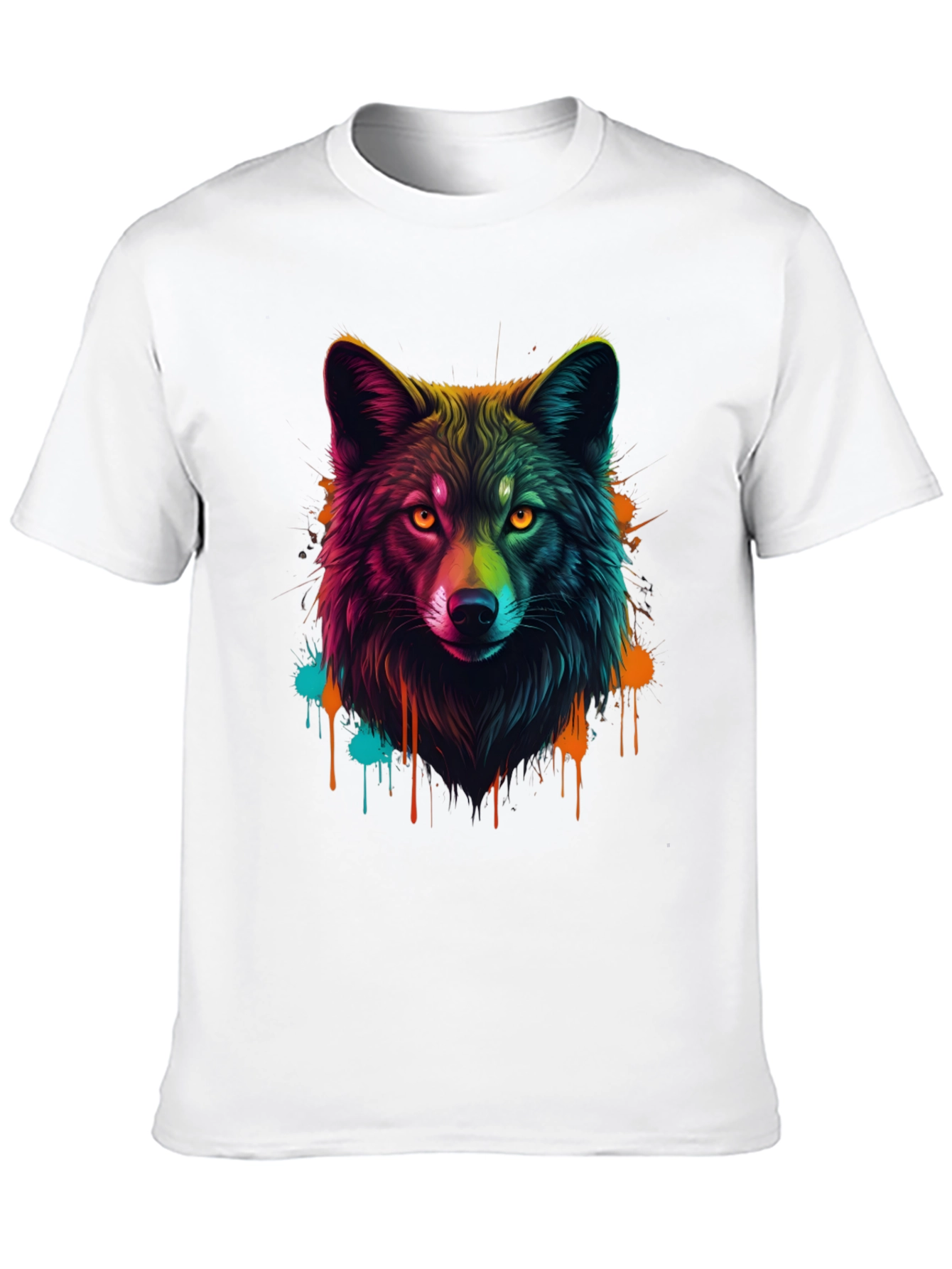 Vibrant Wolf Graphic Tee - Mens Black T-Shirt