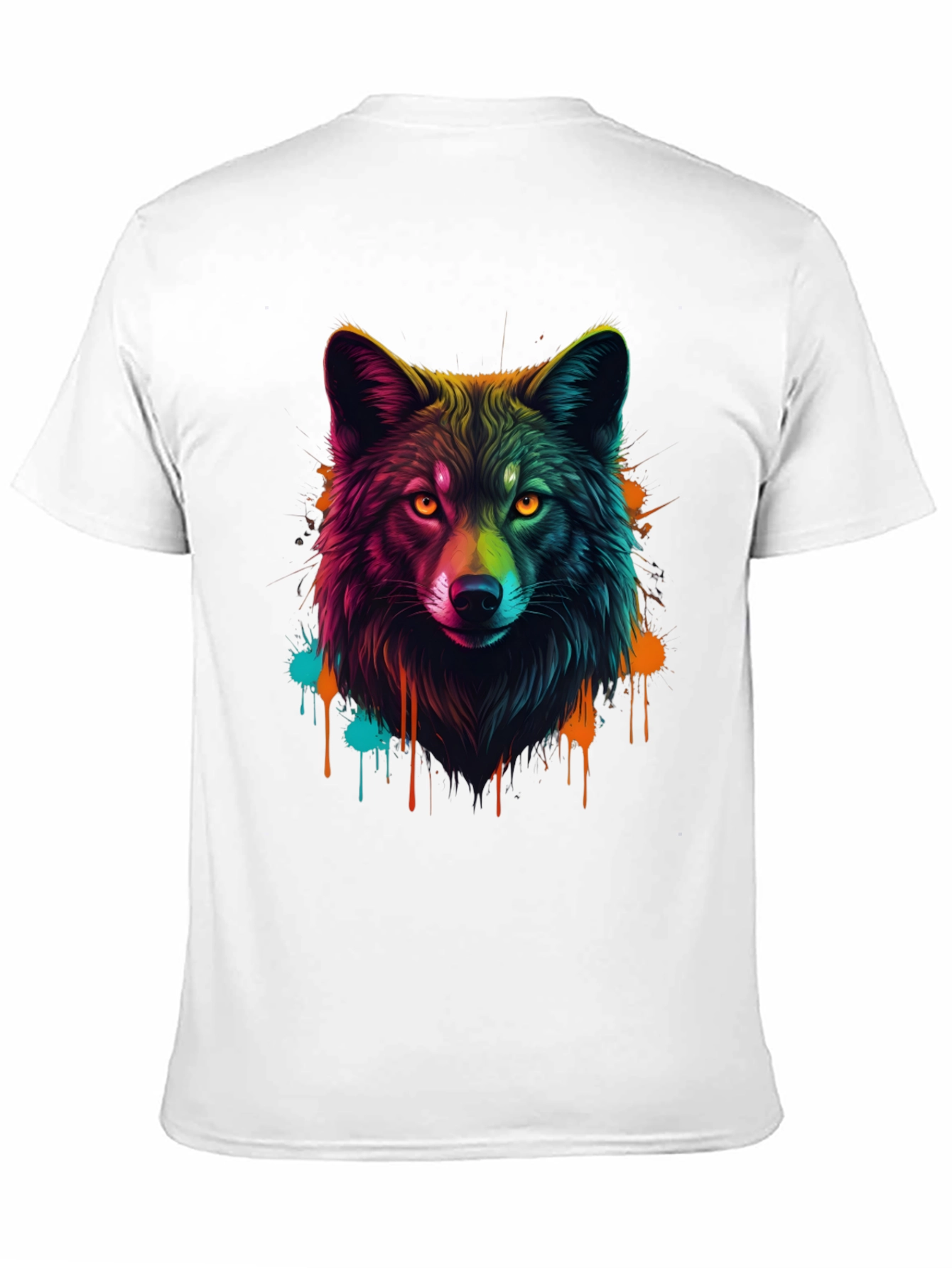 Vibrant Wolf Graphic Tee - Mens Black T-Shirt