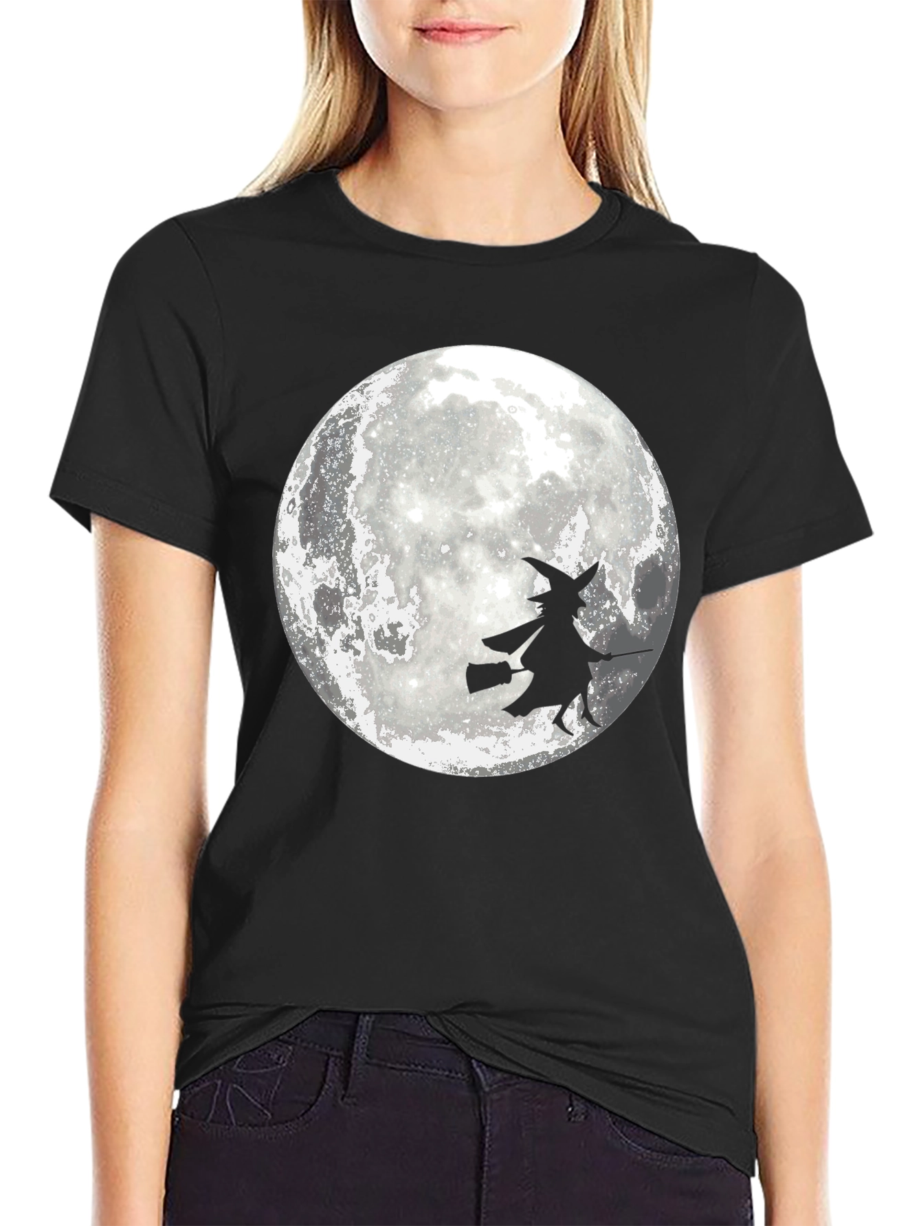 Witch On Moon Graphic T-Shirt