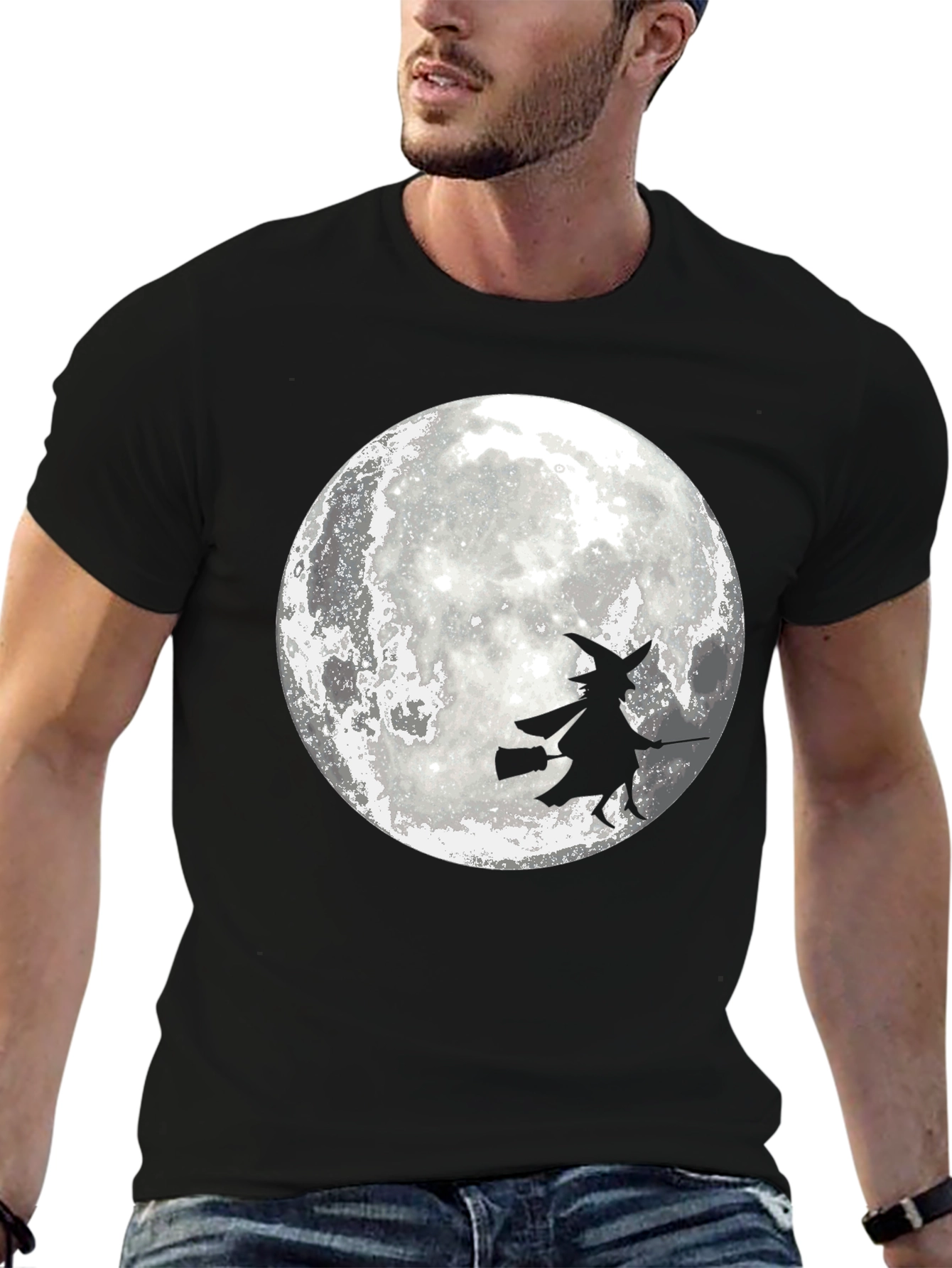 Witch On Moon Graphic T-Shirt