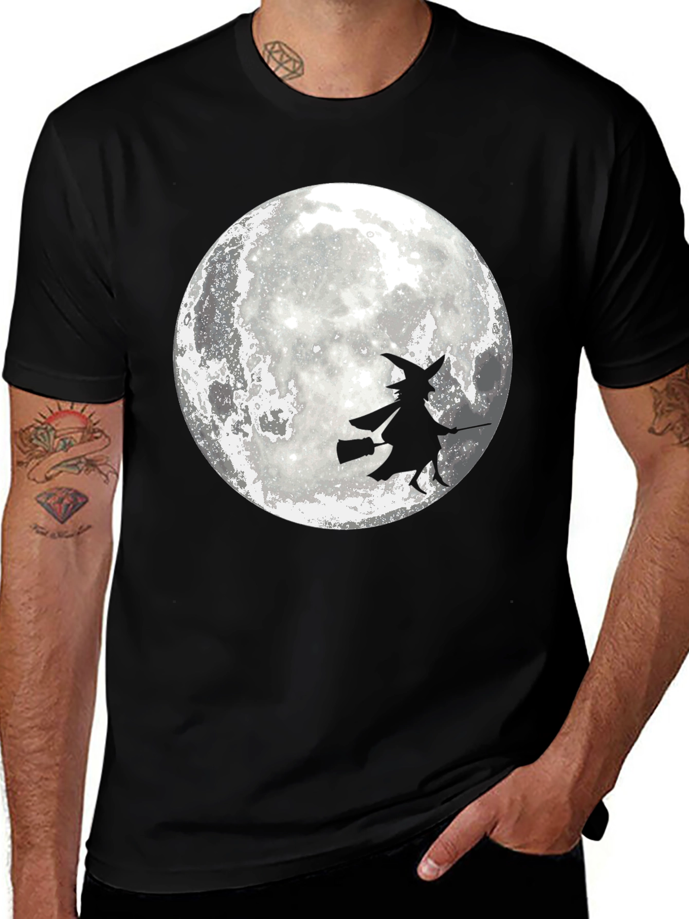Witch On Moon Graphic T-Shirt