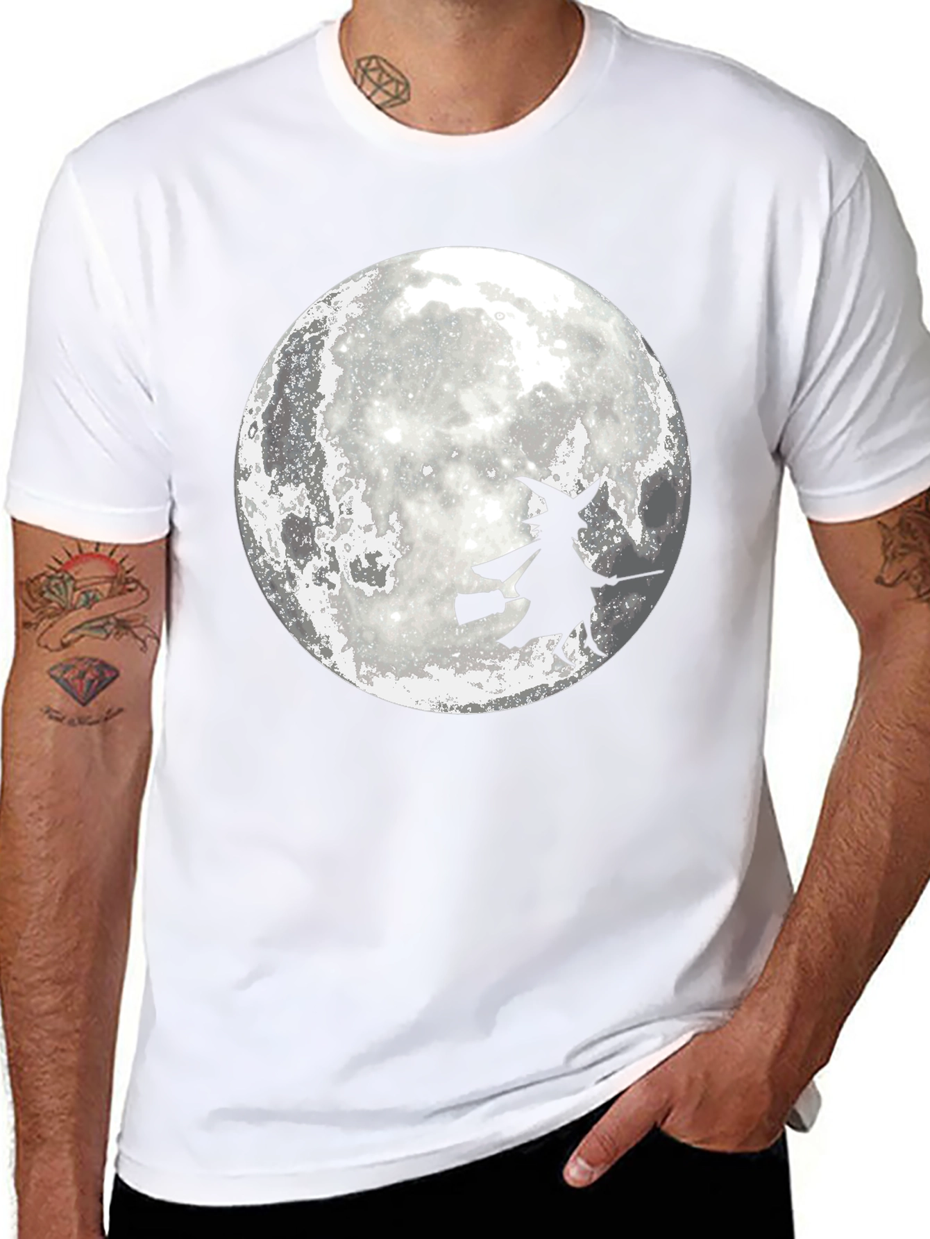 Witch On Moon Graphic T-Shirt