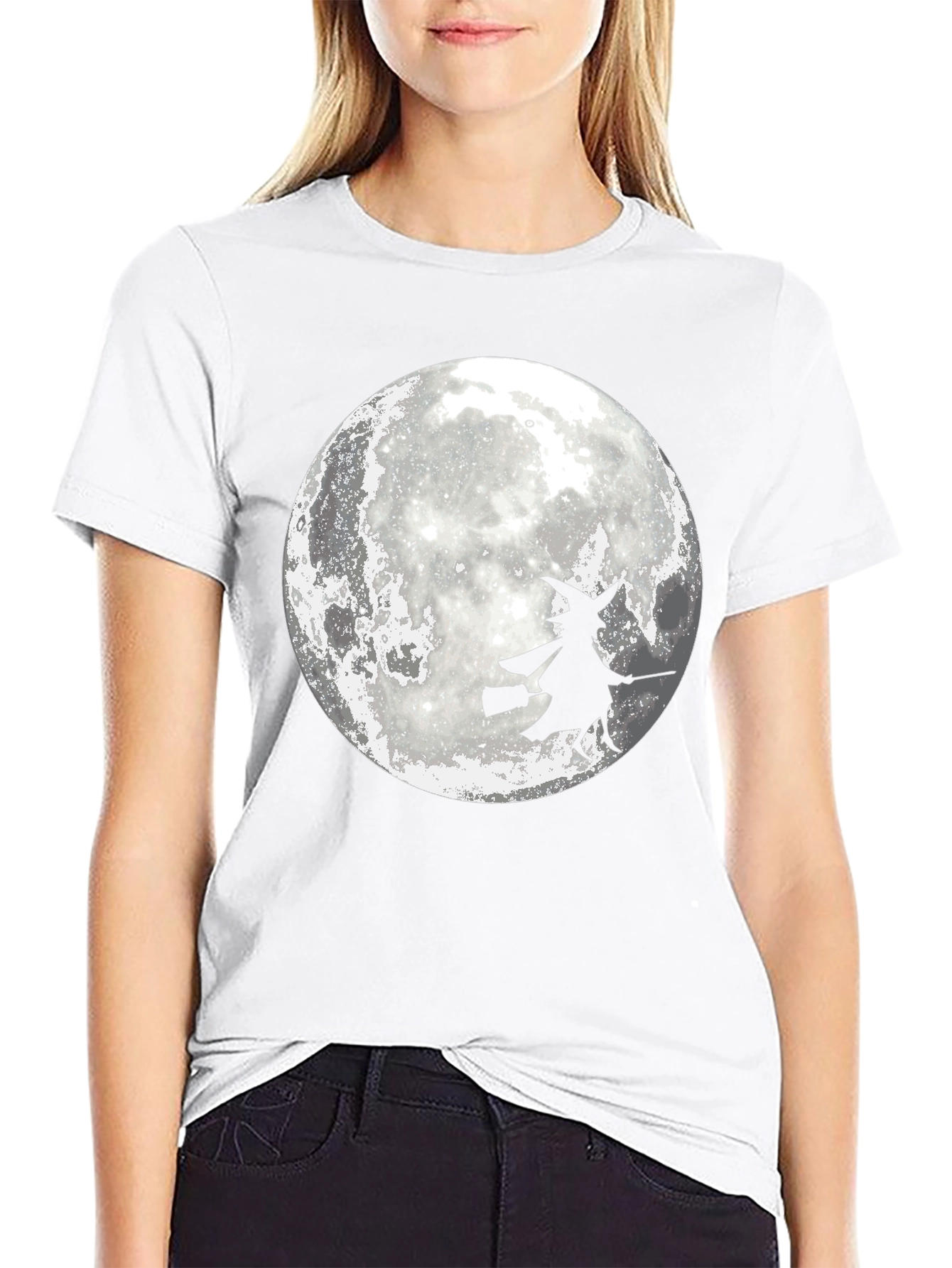 Witch On Moon Graphic T-Shirt