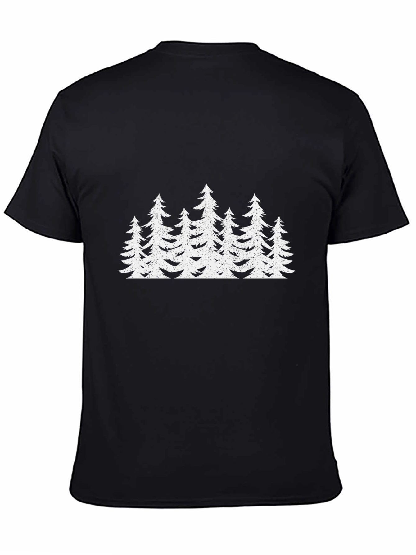 Mens Black T-Shirt with White Forest Tree Design