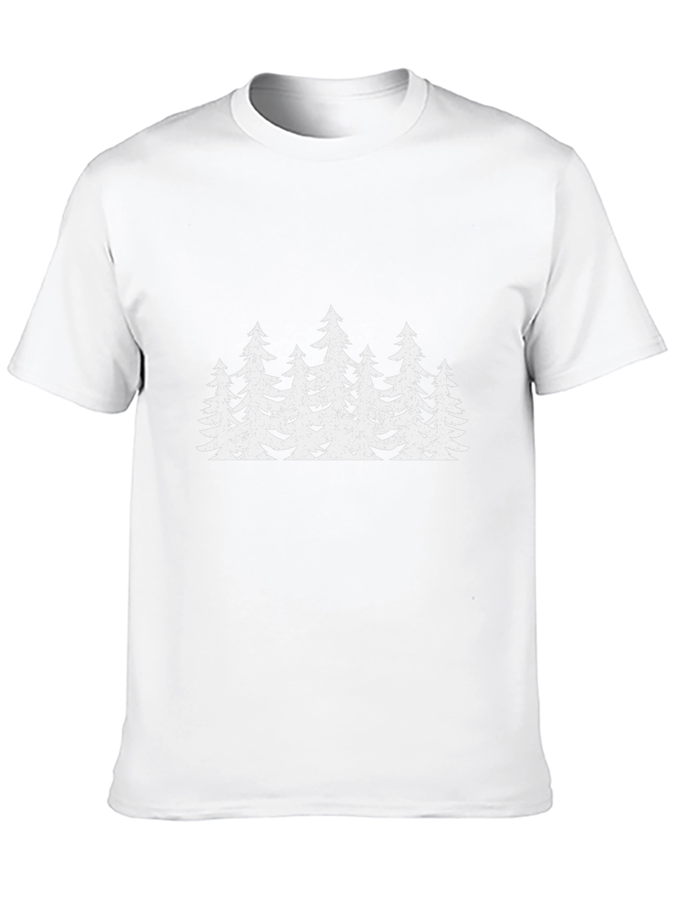 Mens Black T-Shirt with White Forest Tree Design