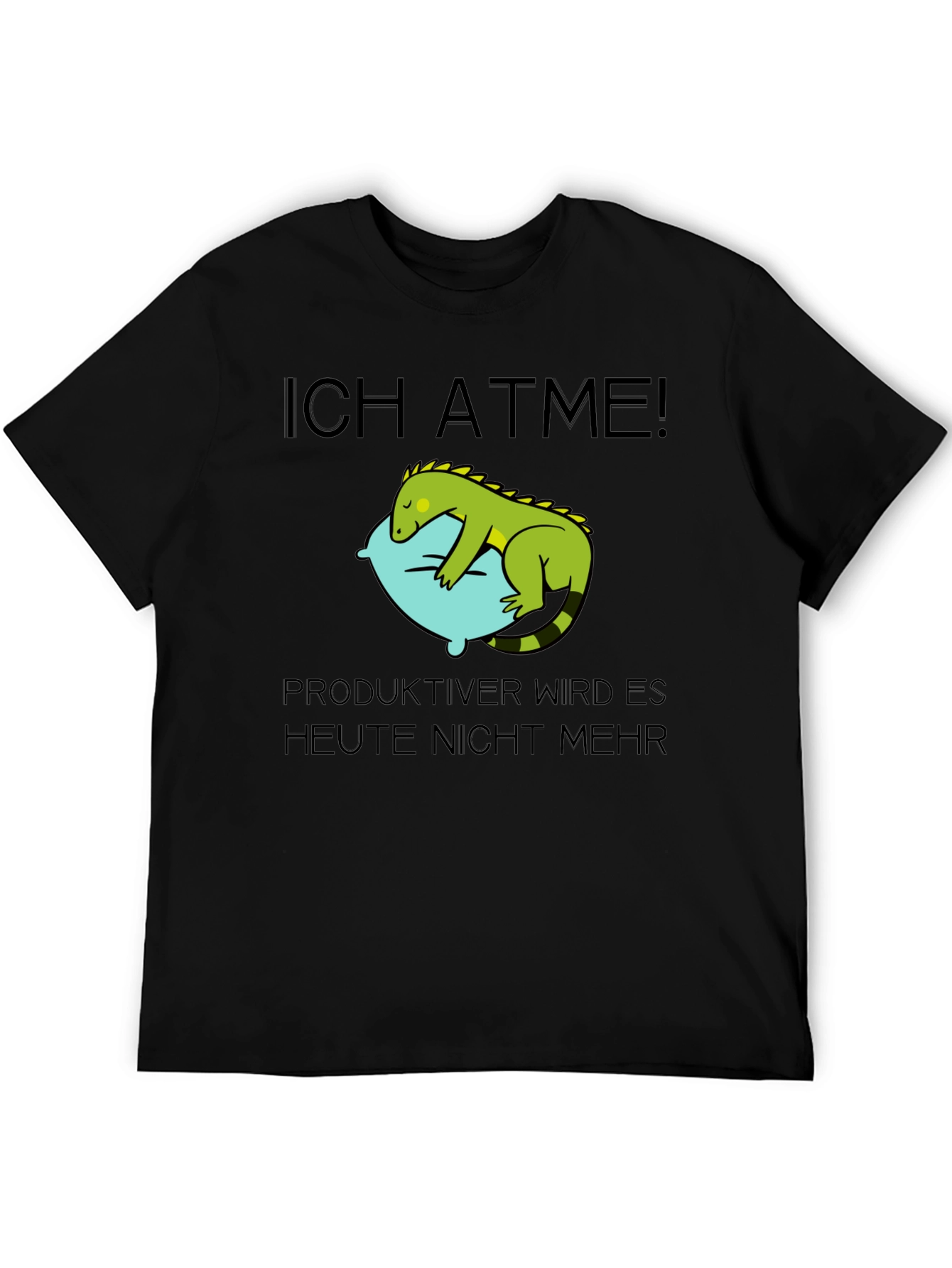 Ich Atme! Funny Lizard Sleeping Mens Black T-Shirt
