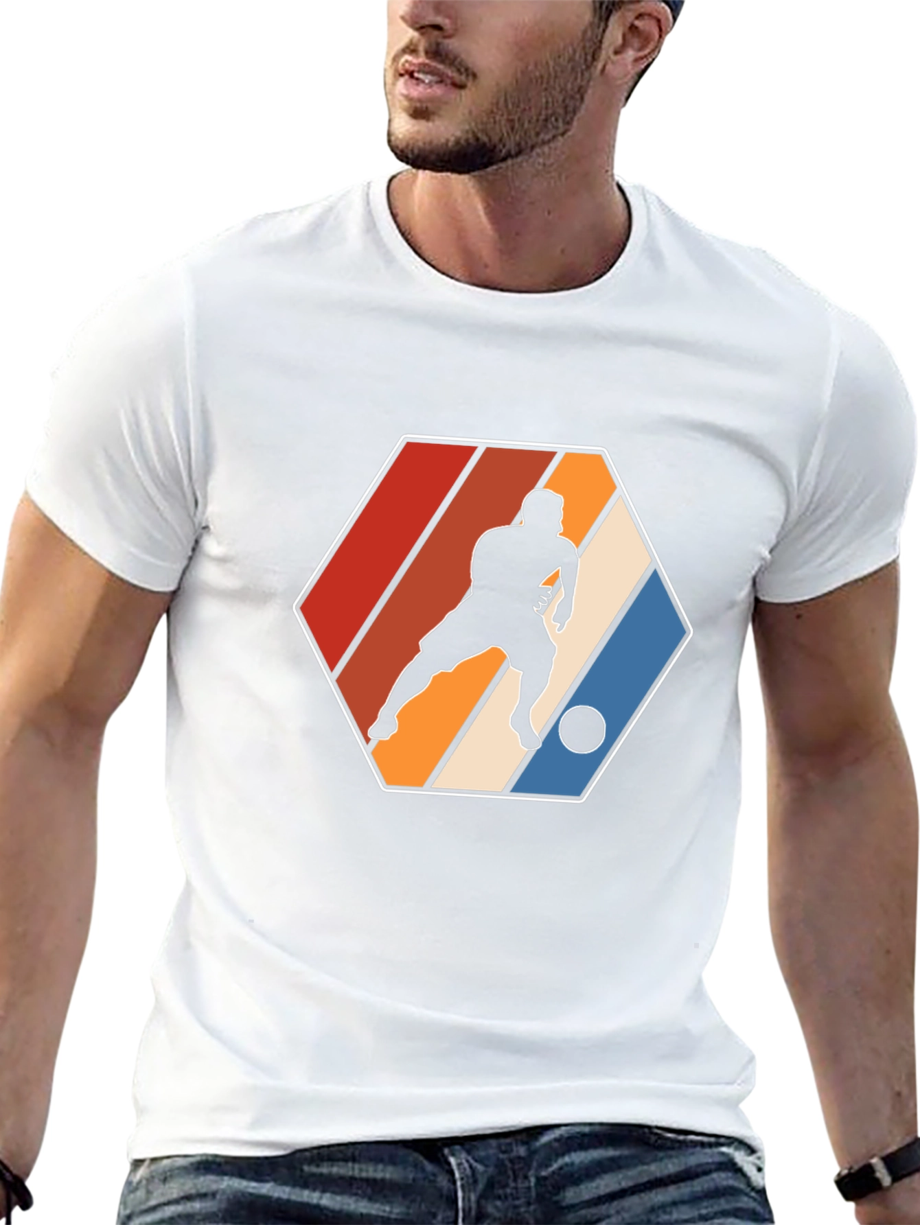 Retro Soccer Player Graphic Tee - Black