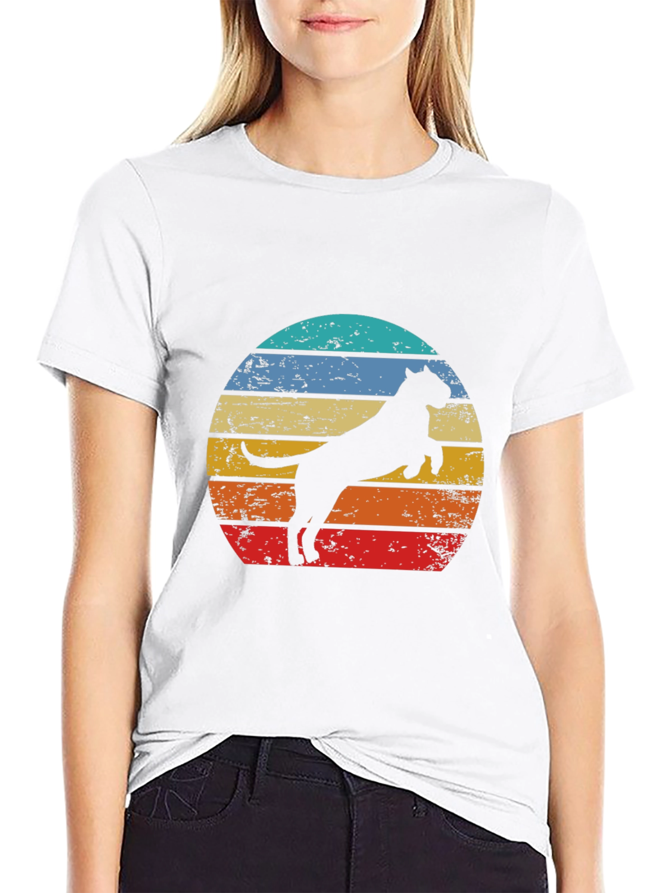 Retro Pitbull Dog Graphic Tee - Black