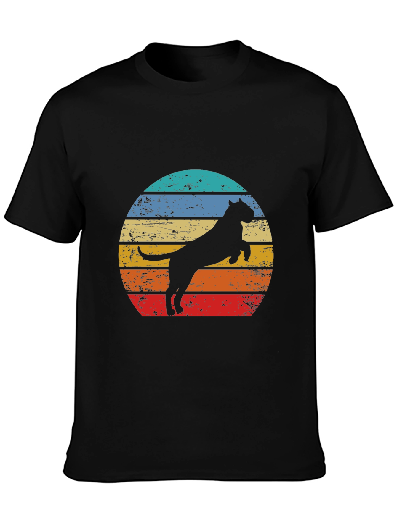 Retro Pitbull Dog Graphic Tee - Black