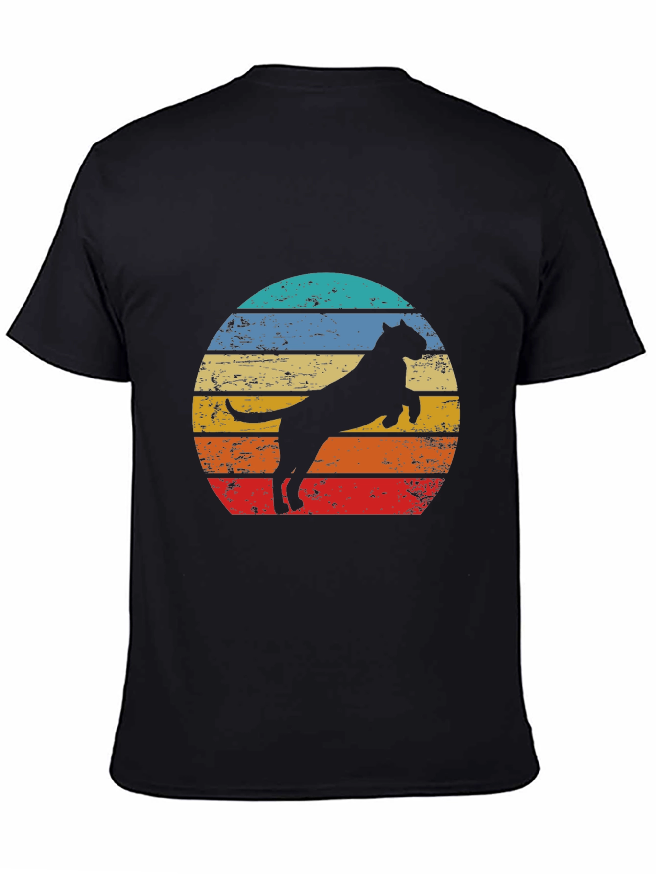 Retro Pitbull Dog Graphic Tee - Black