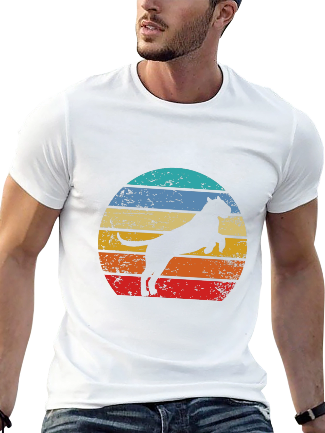 Retro Pitbull Dog Graphic Tee - Black