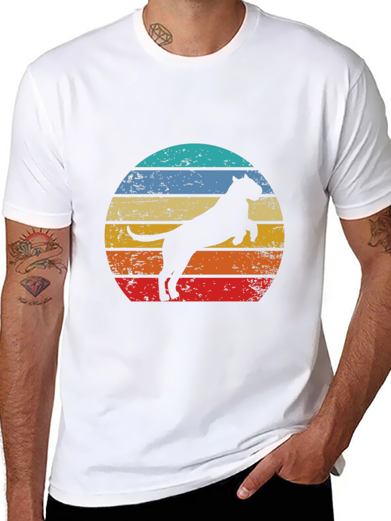 Retro Pitbull Dog Graphic Tee - Black
