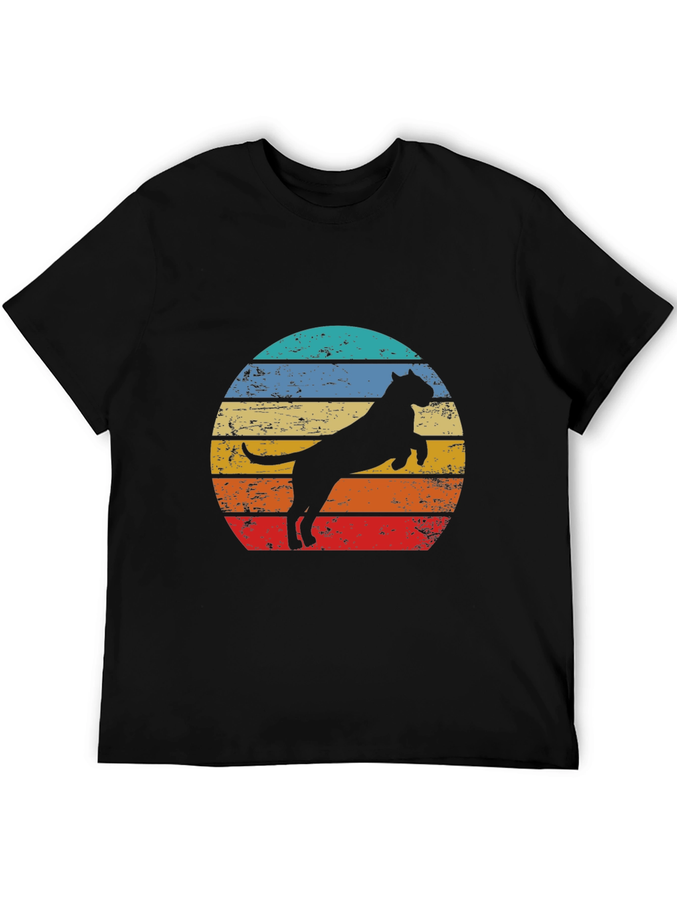 Retro Pitbull Dog Graphic Tee - Black