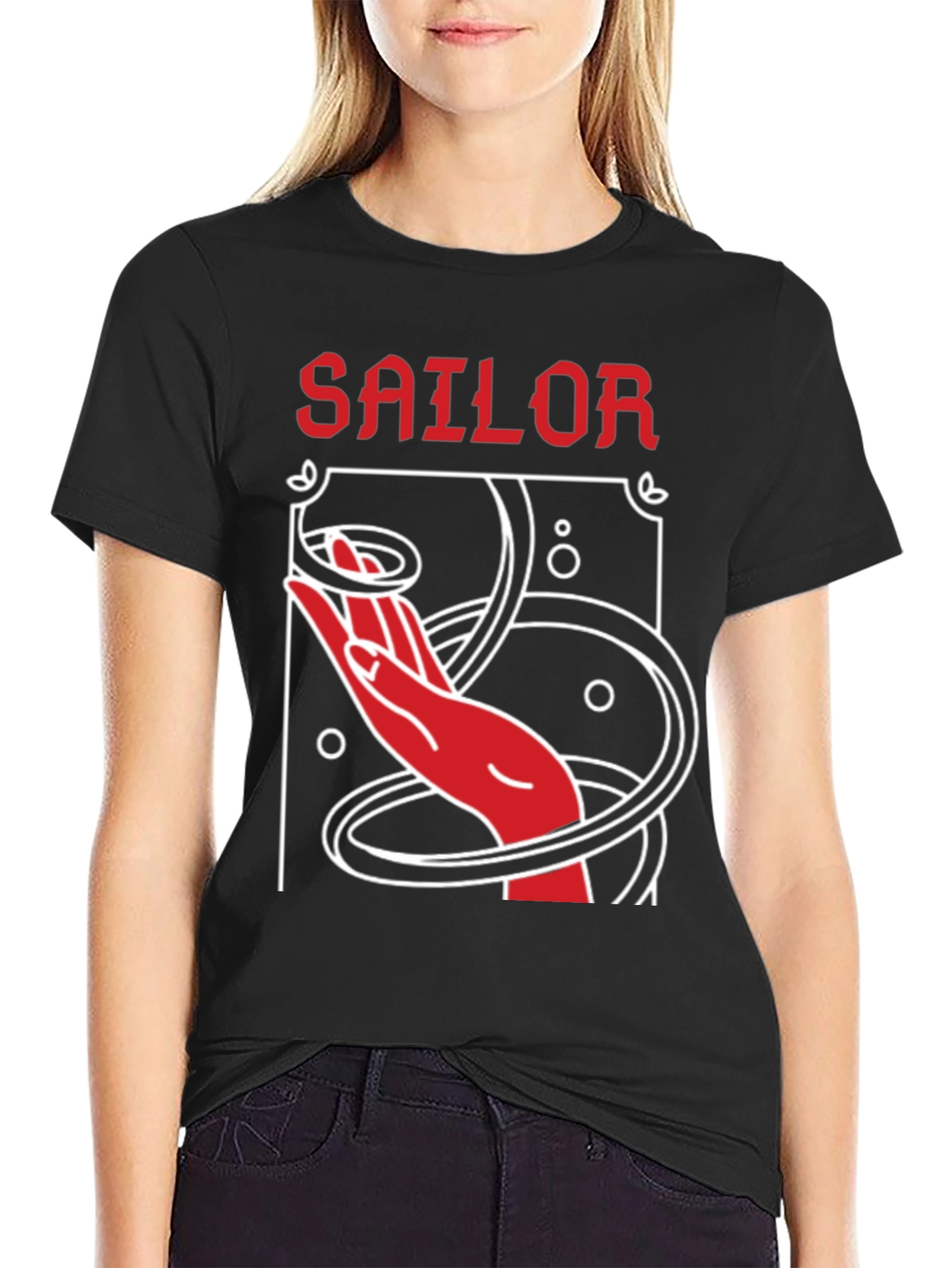 Sailor Hand Graphic Black T-Shirt