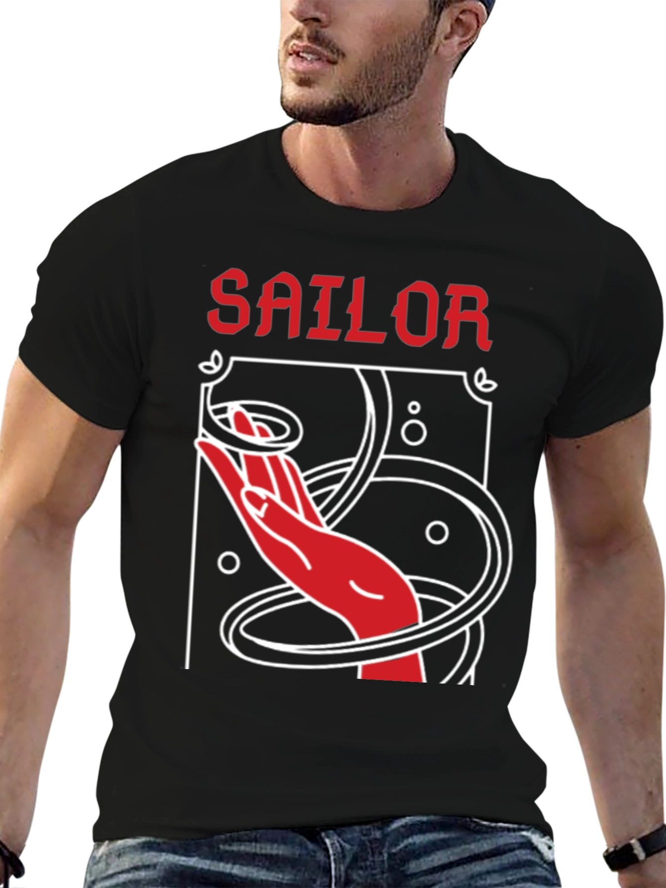 Sailor Hand Graphic Black T-Shirt