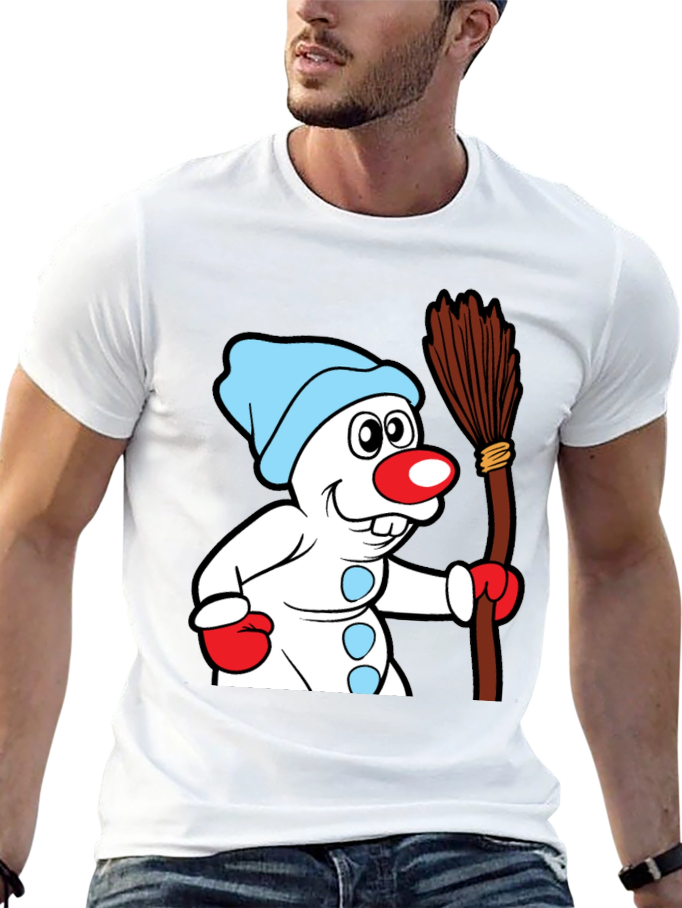 Whimsical Snowman Graphic Tee - Winter Holiday Cheer