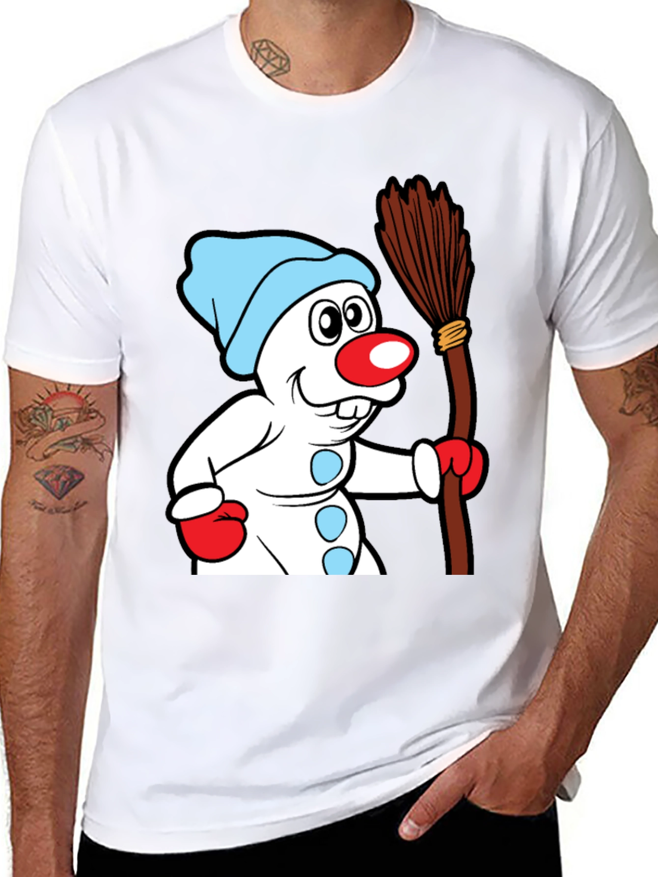 Whimsical Snowman Graphic Tee - Winter Holiday Cheer
