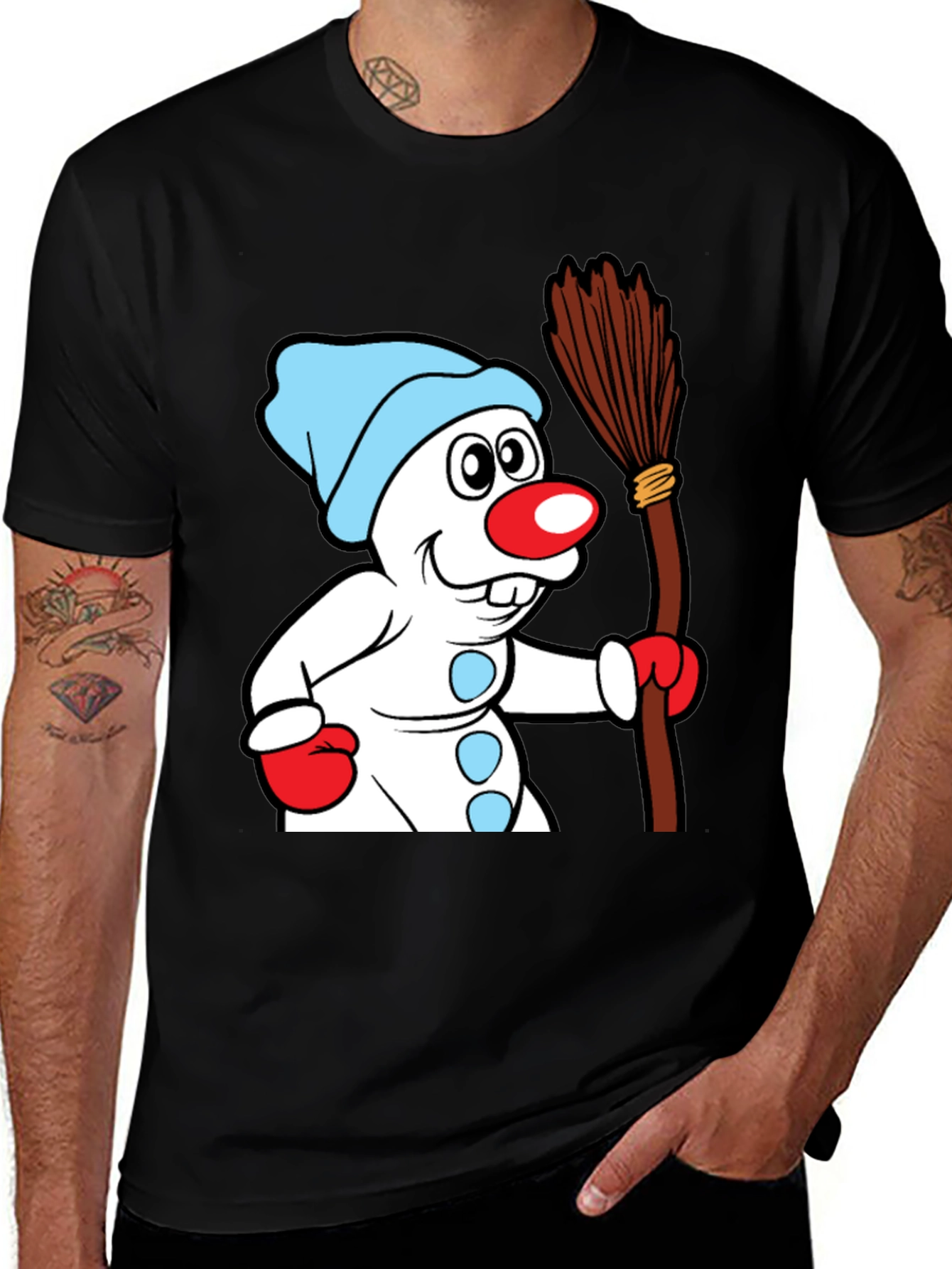 Whimsical Snowman Graphic Tee - Winter Holiday Cheer