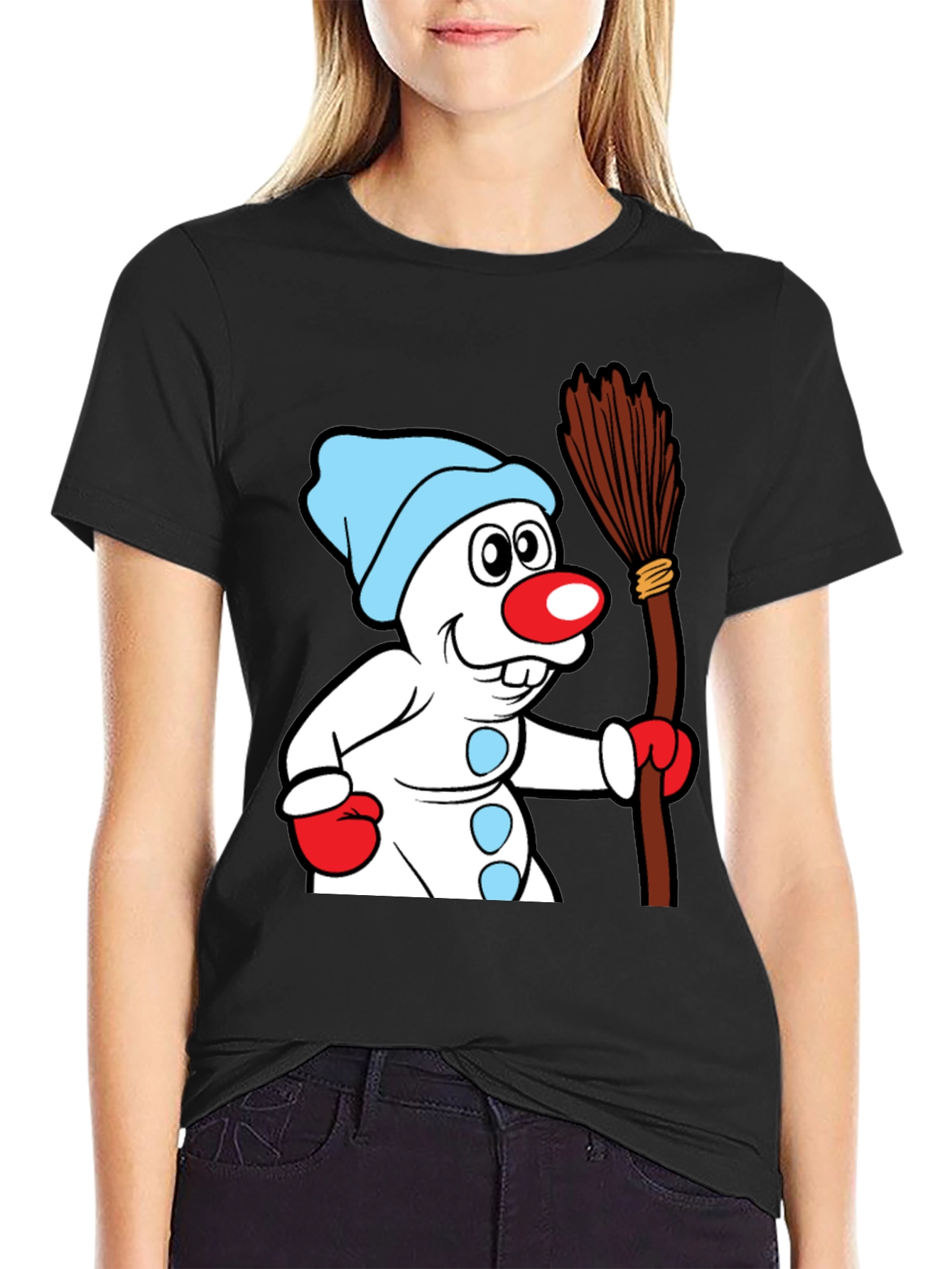 Whimsical Snowman Graphic Tee - Winter Holiday Cheer