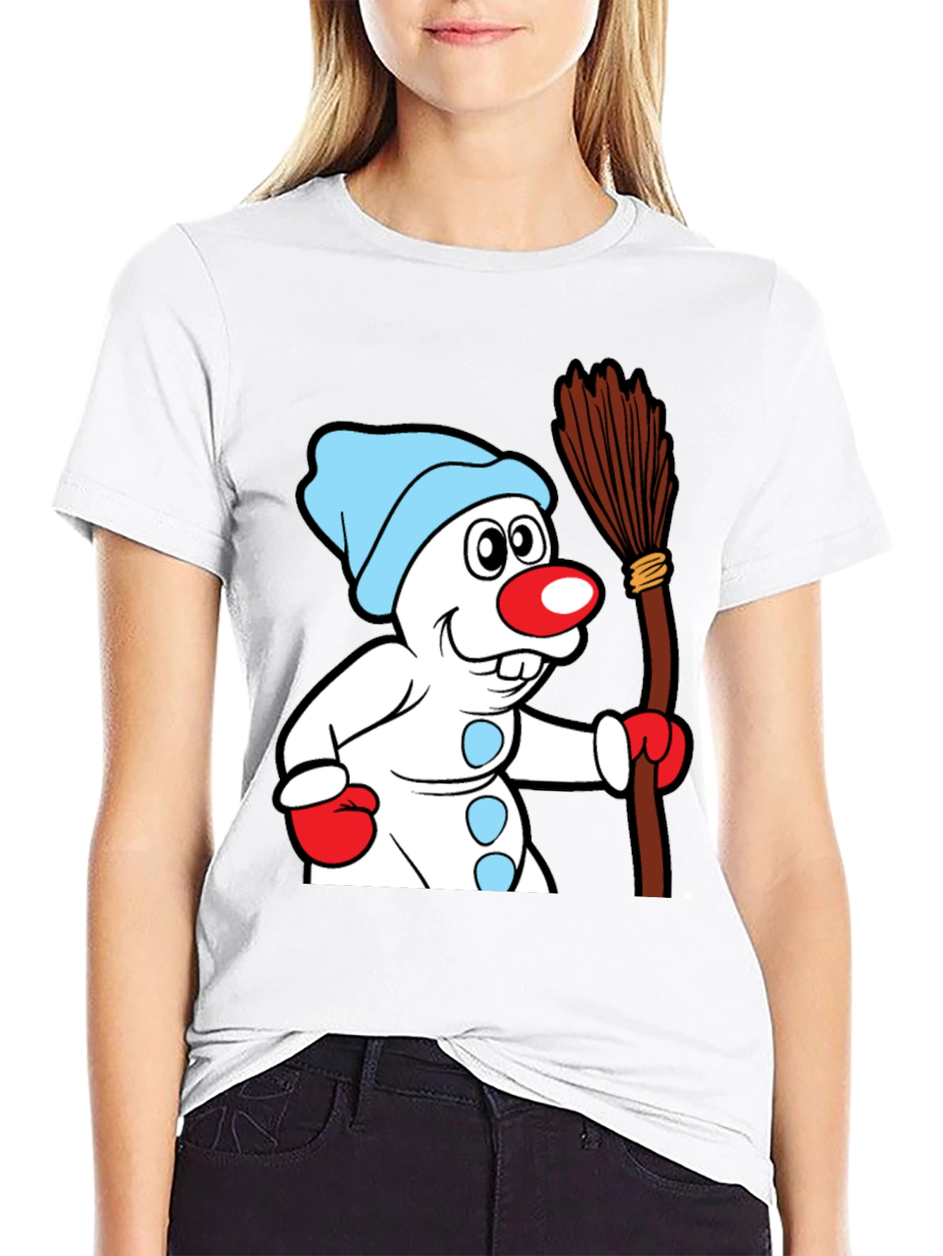Whimsical Snowman Graphic Tee - Winter Holiday Cheer